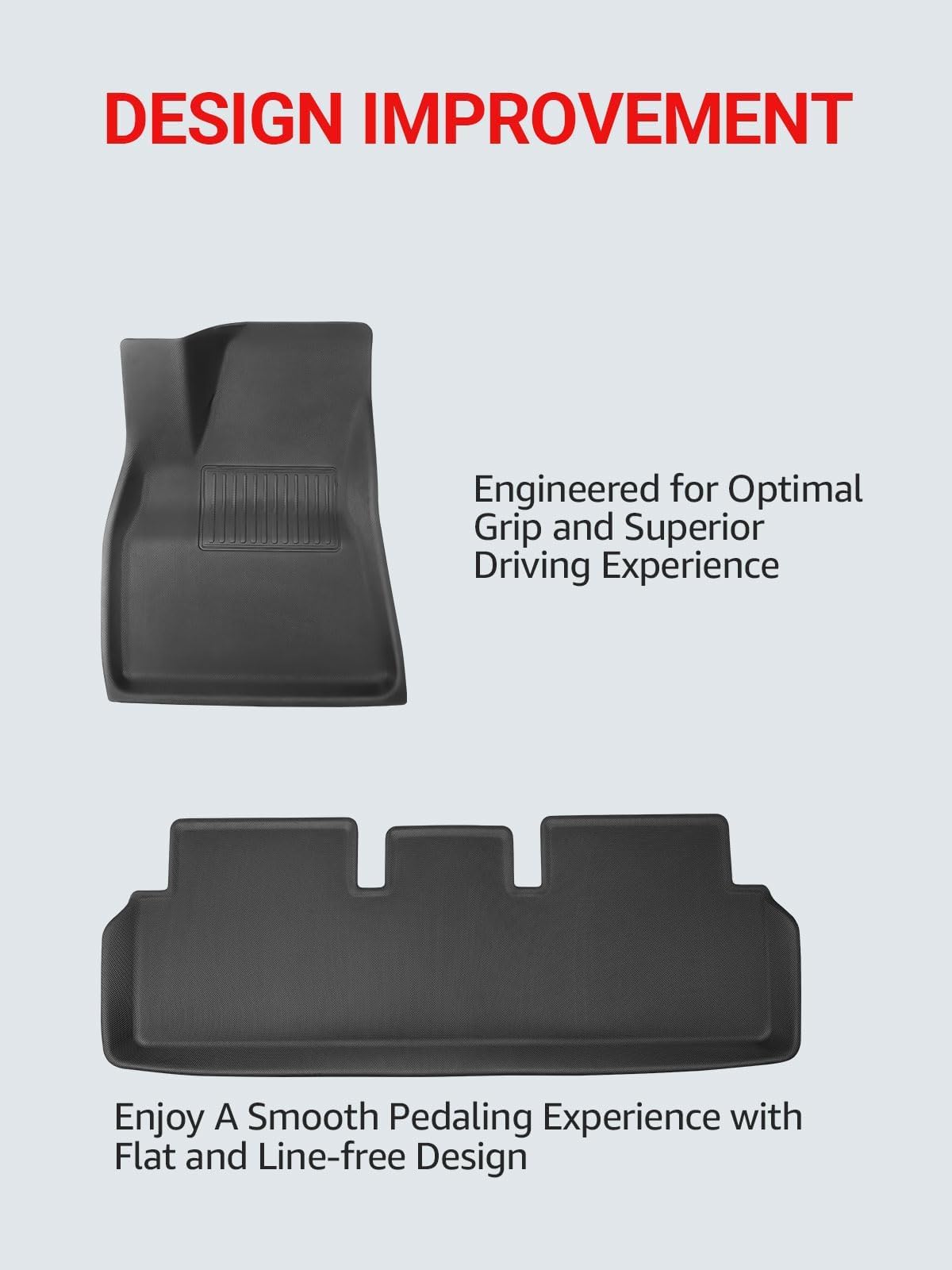 Basenor 6Pcs Floor Mats For Tesla Model 3 All-Weather Full Set Mats Anti-Slip Cargo Liner 3D Rear Cargo Tray Trunk Mat Car Mats