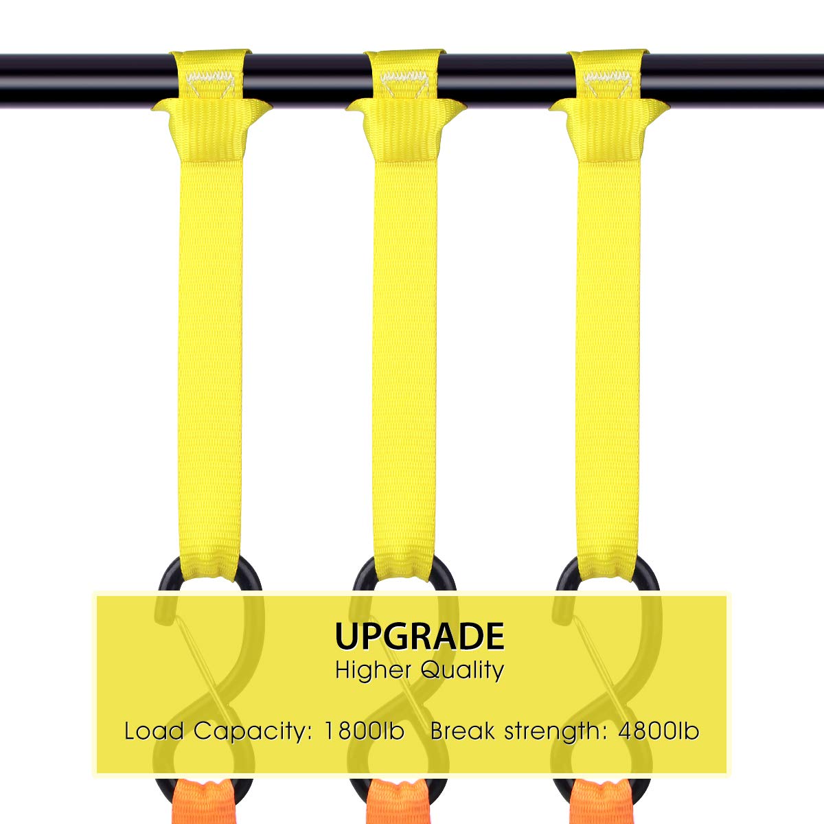 Jchl Soft Loop Tie Down Straps 1800Lbs Load Capacity, Tie Down Loops For Securing Atv Utv Motorcycles Scooters Dirt Bikes Lawn Garden Equipment Yellow (8 Pack)