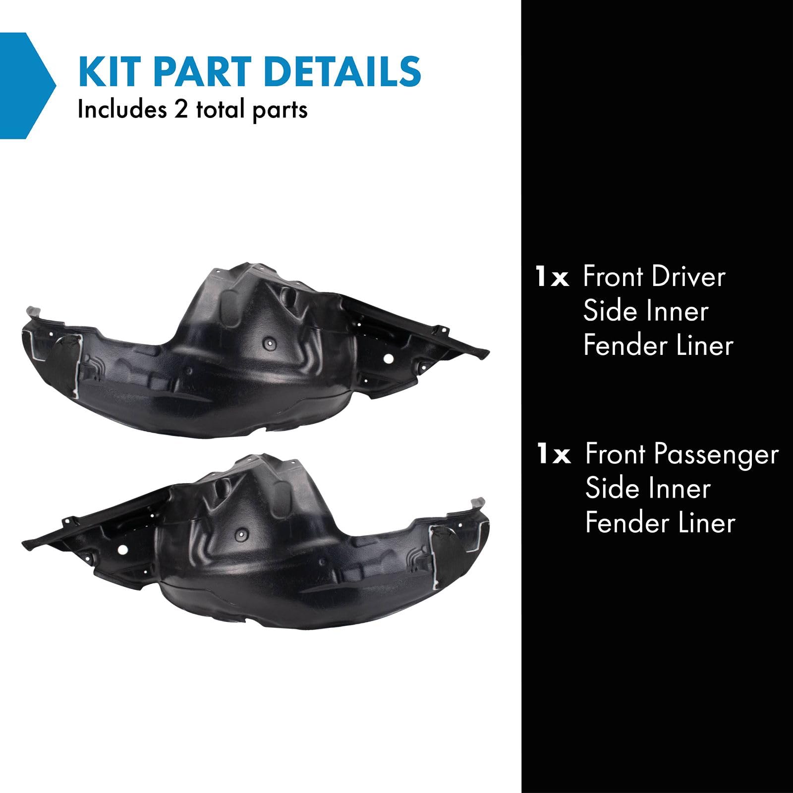 Trq Front Inner Fender Liner Set Compatible With 2009-2013 Subaru Forester Su1248118 Su1249118