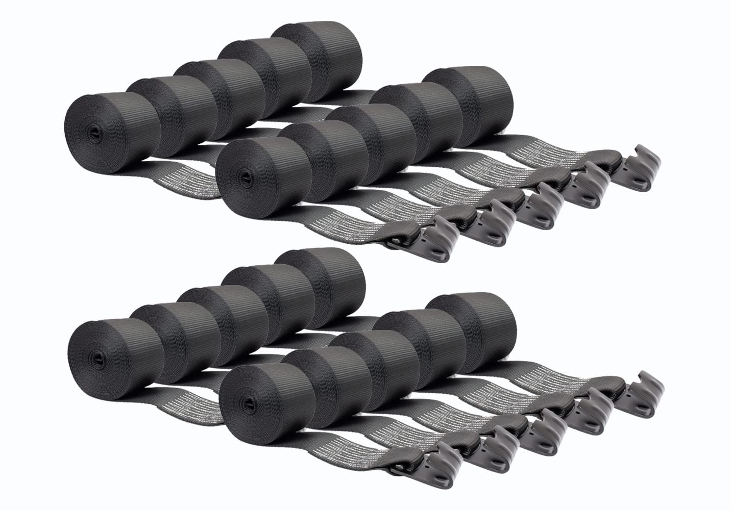 Mytee Products (20 Pack 4 x30 Winch Straps w/Flat Hook - Black, WLL 5400 Flatbed Tie Down Strap