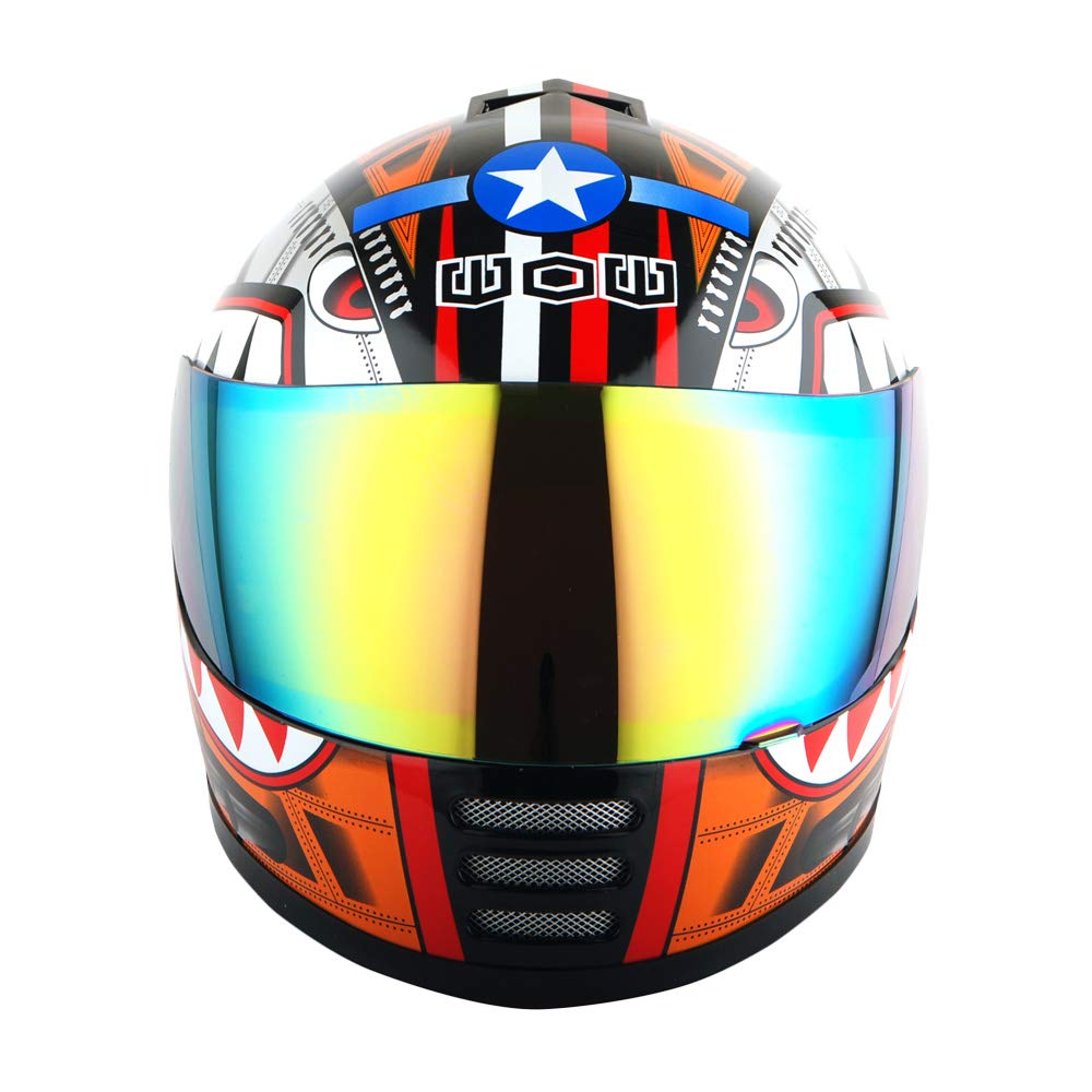 Wow Motorcycle Full Face Helmet Street Bike Bmx Mx Youth Kids Shark Orange