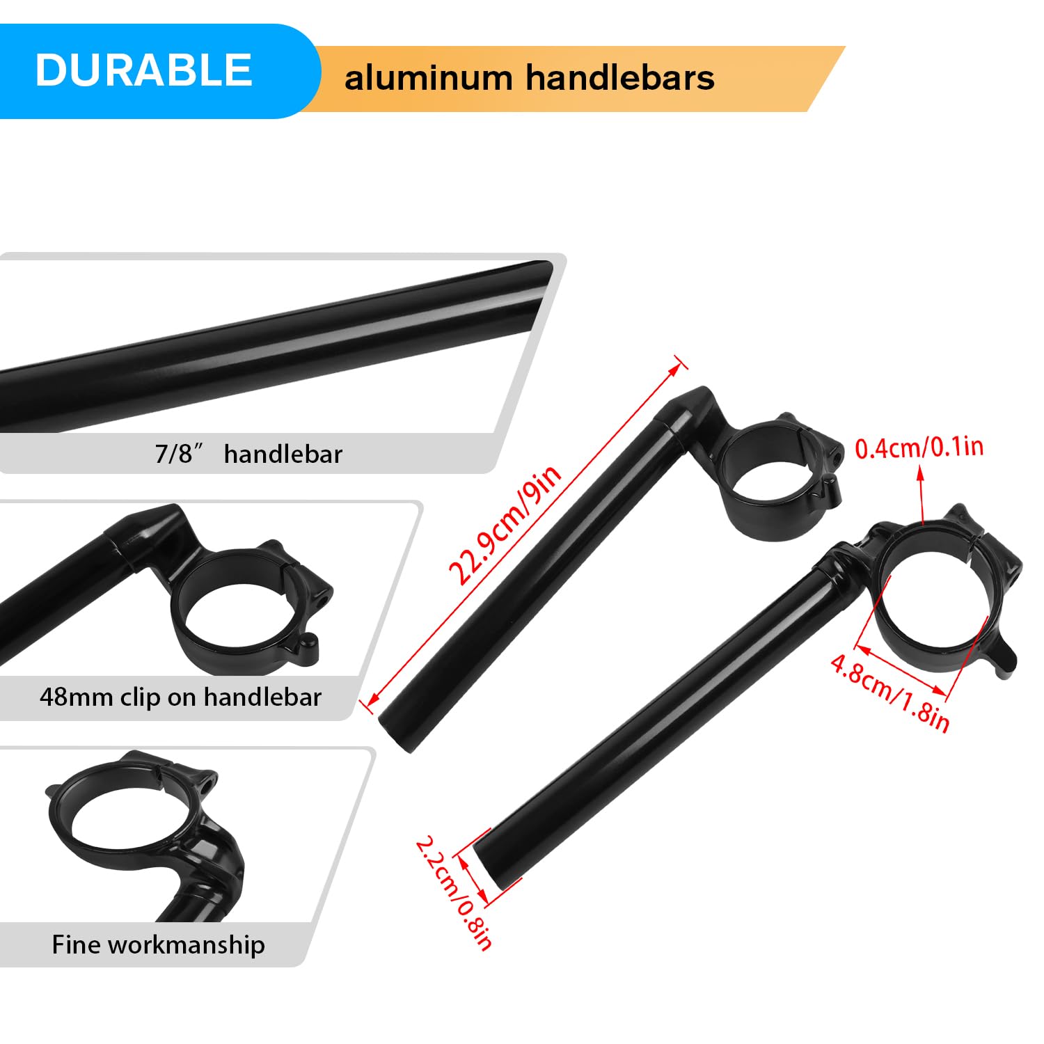 Haonel 48Mm Clip-On Handlebars Compatible With Honda Cbr600Rr Cbr 600 Rr Cbr600 Rr F5 2005-2012 Aluminum Motorcycle 7/8' Clip On Fork Tube Handlebars