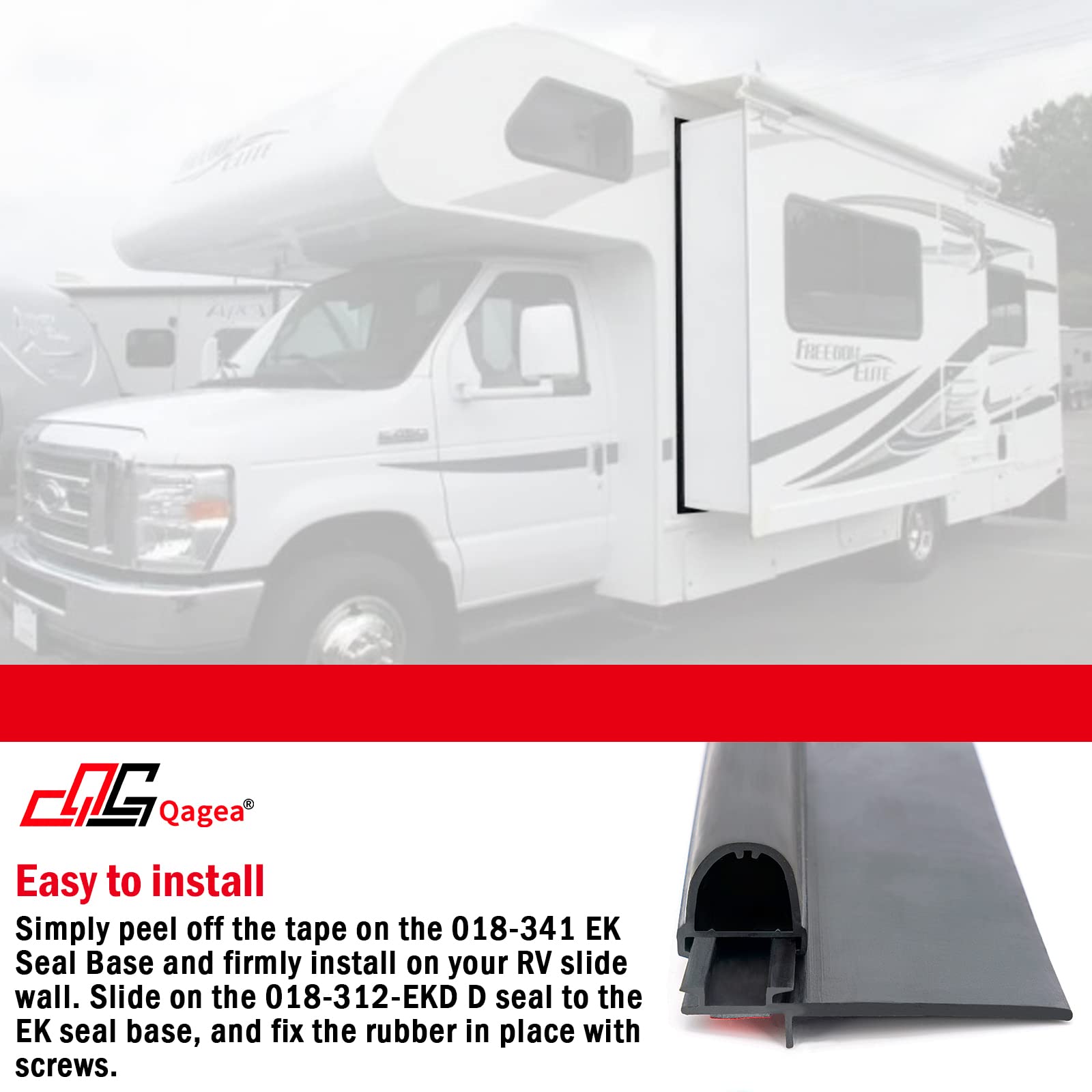 Qagea Rv Slide Out Seal Base & D-Seal Wiper | 018-312-Ekd & 018-341 Ek | 1' X 15/16' X 35' & 1/2' X 2.75' X 35’ Black Rubbers
