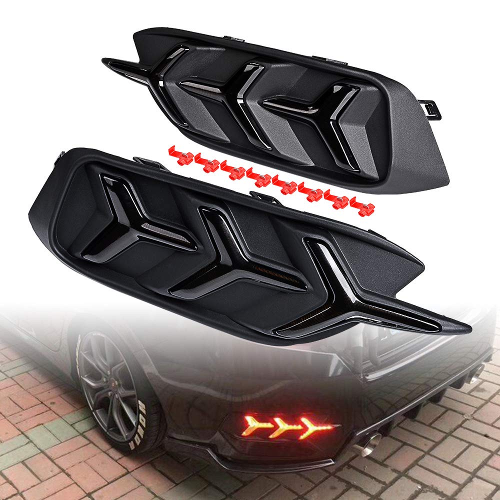 2Pcs Rear Brake Tail Light Lower Bumper Reflex Lamp Fishbone Style Tail Lamp Compatible With 2016-20 Civic Sedan 10Th Gen Red