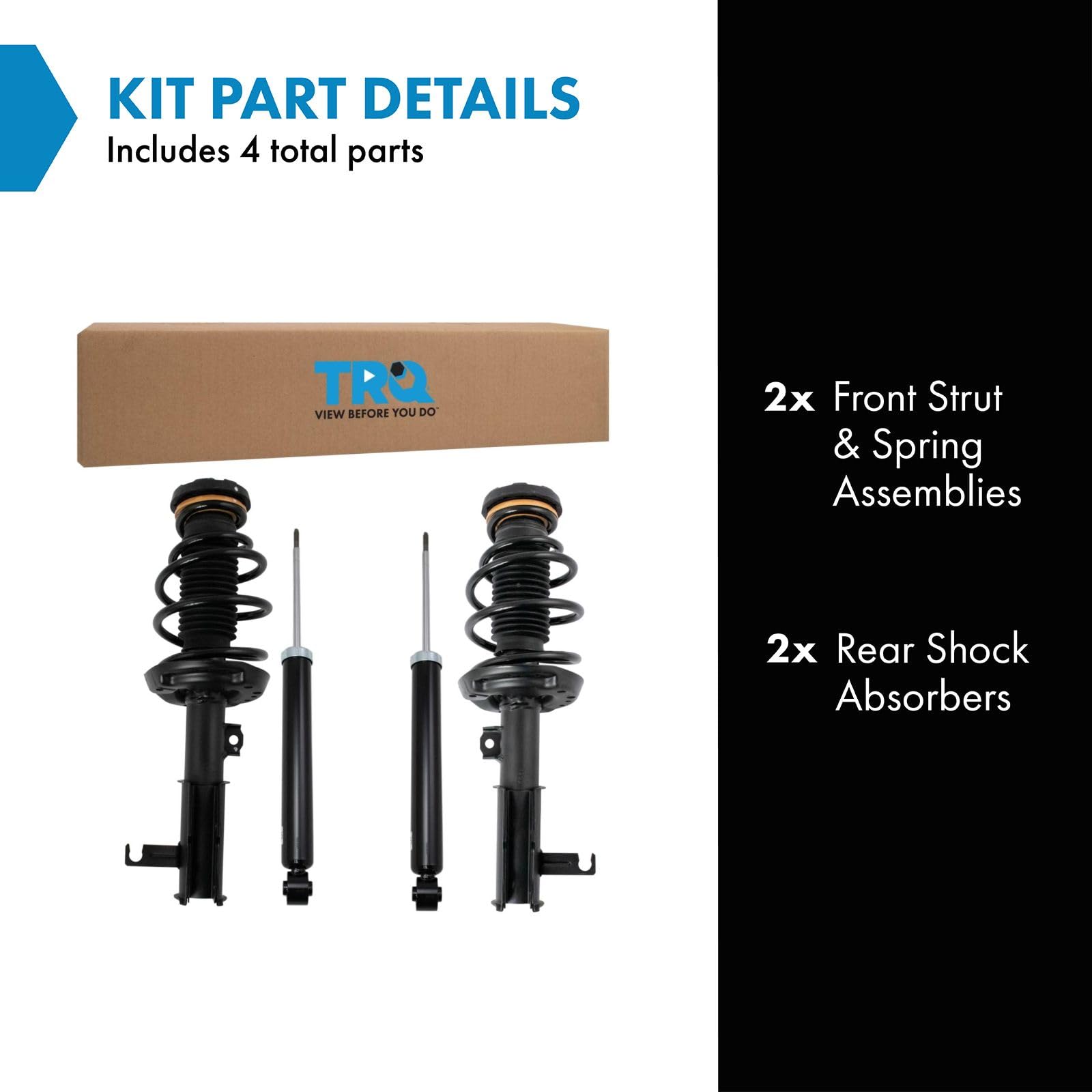Trq Front And Rear Complete Strut Assembly & Shock Absorber Kit Complete Strut & Coil Spring Assembly Compatible With 2014-2015