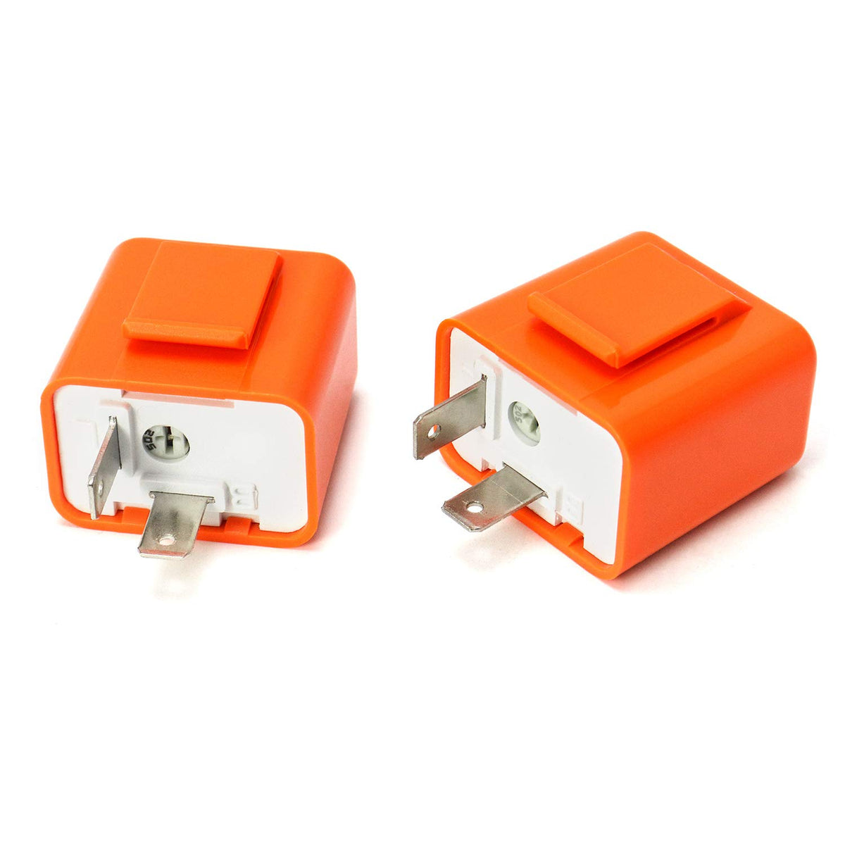 QWORK 2Pcs 2-Pin Electronic Turn Signal Flasher Relay Fix Motorcycle Turn Signal Hyper Flash, Adjustable Motorcycle LED Turn Sig