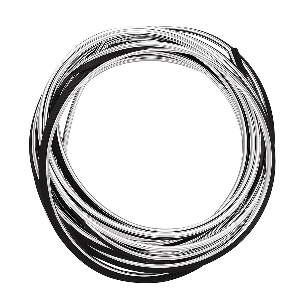 Atmomo 5M Flexible Trim For Diy Automobile Car Interior Exterior Moulding Trim Decorative Line Strip (Silver With Black)