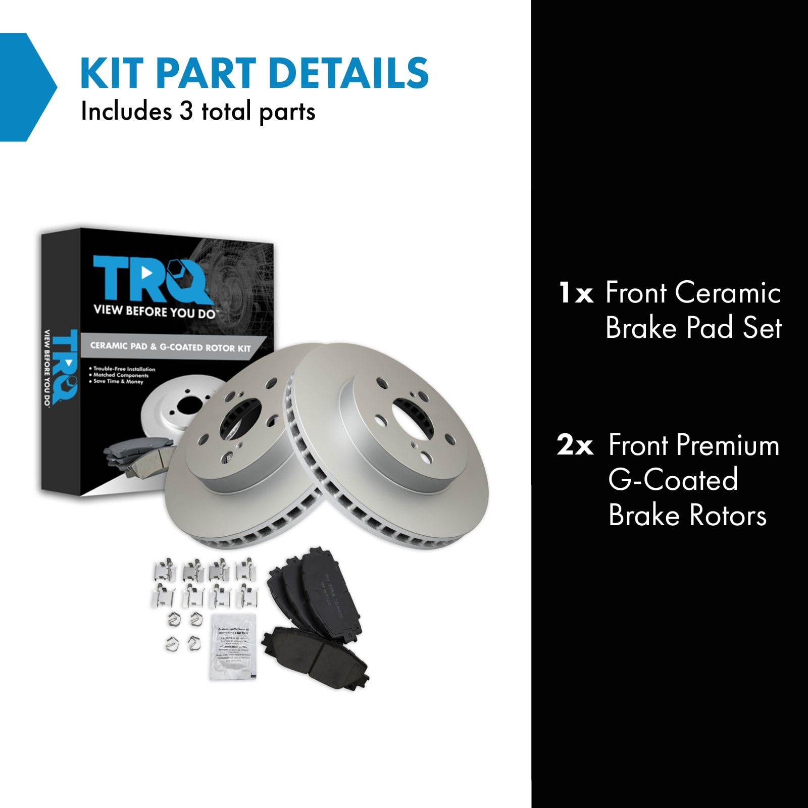 Trq Front Brake Pad & Rotor Kit Brake Pads Brake Rotor Ceramic Premium G-Coated Compatible With 2020-2021 Toyota Corolla 2016-20