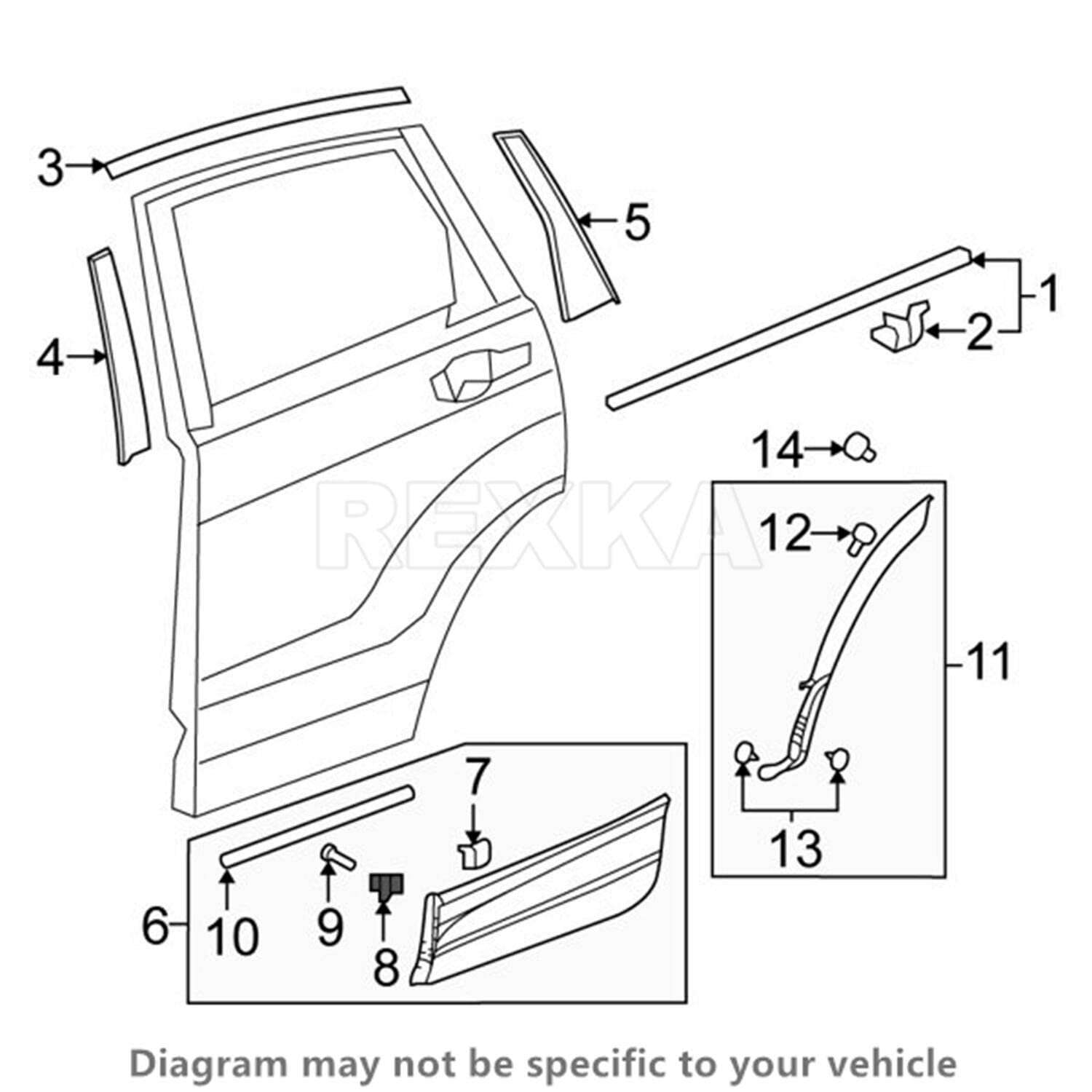 Rexka 10Pcs Lower Outer Door Weatherstrip Clip For Honda 75315-S9A-004
