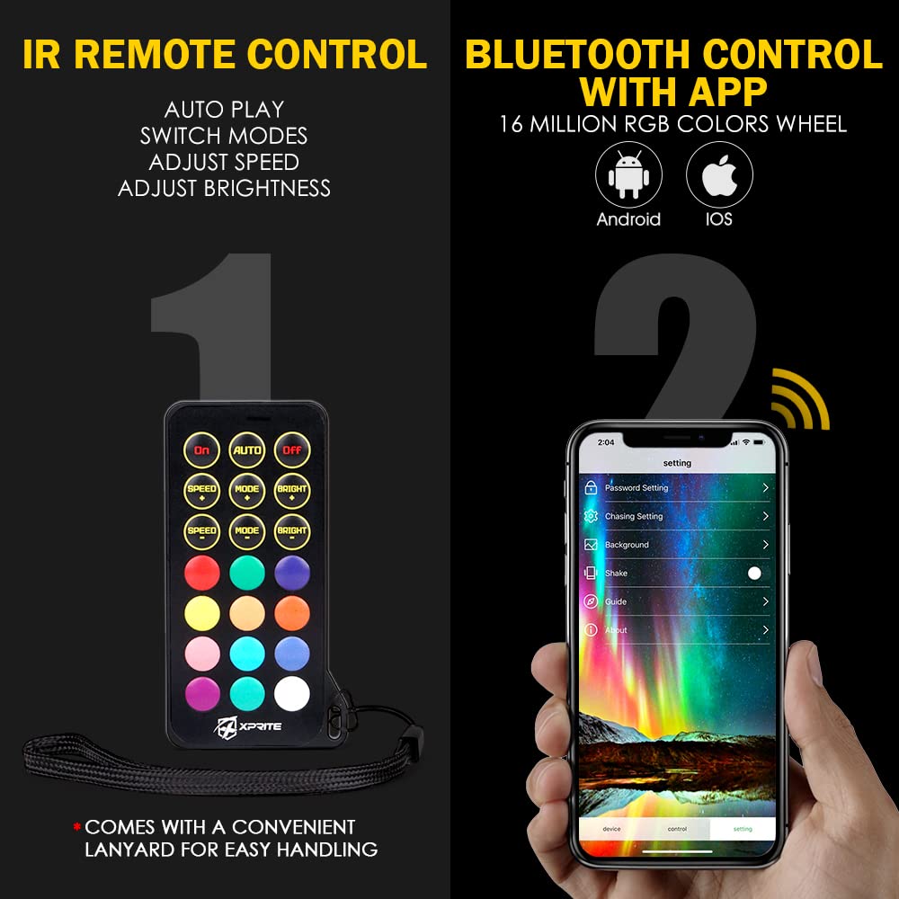 Xprite Fog Lights With Rgb Halo Angel Ring And Turn Signal Light, Ir & Bluetooth Wireless Dual Controlled Foglight Compatible Wi