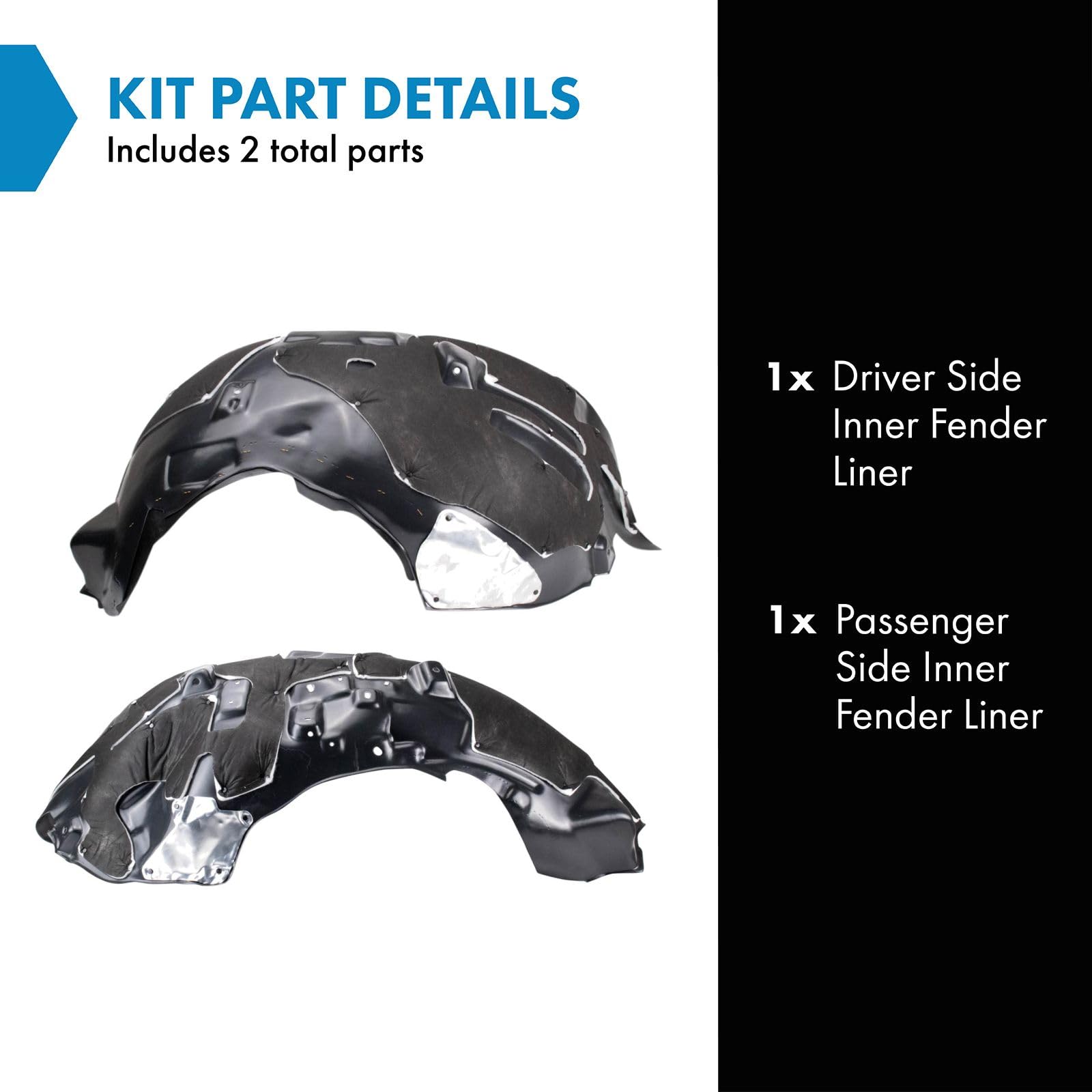 Trq Inner Fender Liner Set Compatible With 2021 Ford F-150 Fo1248214 Fo1249214