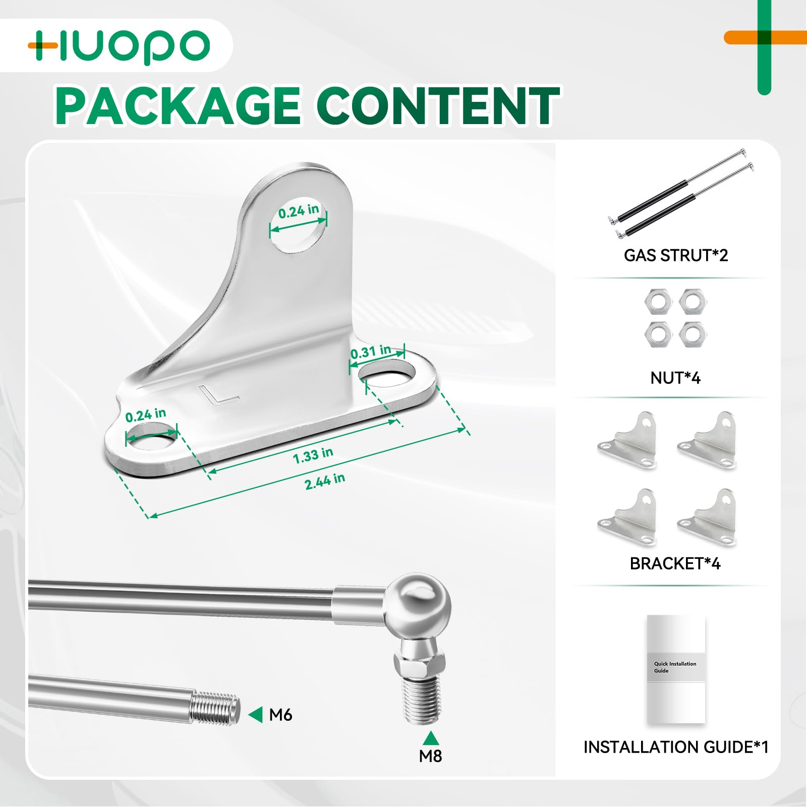 Huopo 20 Inch 35Lb/156N Gas Strut Shock Spring Lift Support For Rv Bed Storage Heavy Duty Lid Basement Door Boat Hatch, Set Of 2