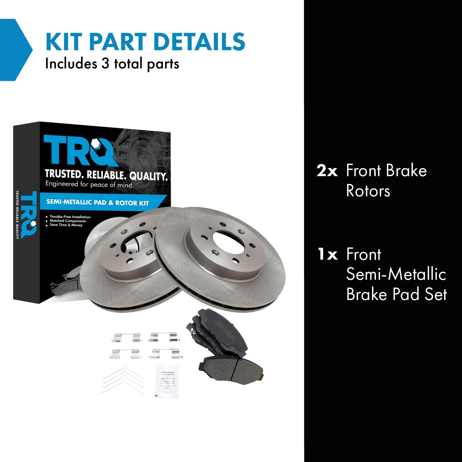 Trq Front Brake Pad & Rotor Kit Brake Pads Brake Rotor Semi-Metallic Compatible With 2013-2014 Honda Fit