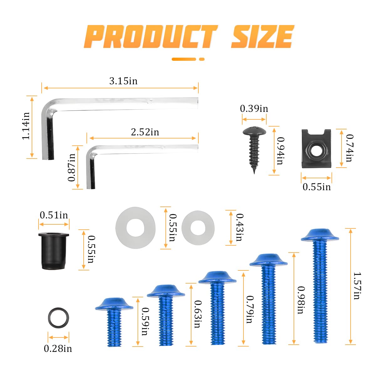 AICEL 177 Pcs Motorcycle Fairing Bolt Kit, Colorful Fasteners Bolts Nut Clips Set, M5 M6 Aluminum Motorcycle Windscreen Screws,