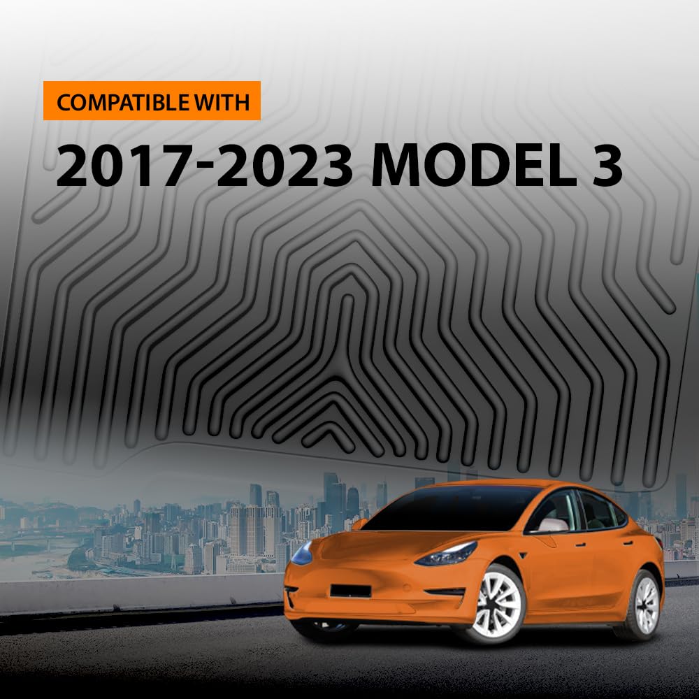 G-PLUS All Weather Floor Mats for Tesla Model 3 (2017-2023) - TPE Full Coverage Cargo Liners, Black, Not for 2023 Oct-2024 Model