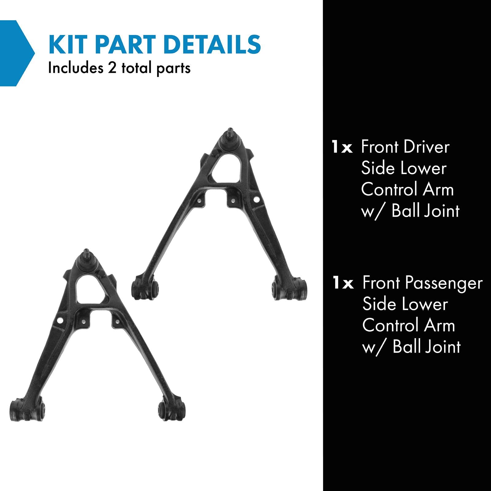 Trq Front Lower Control Arm With Ball Joint Set Compatible With 07-14 Cadillac 07-16 Chevrolet Gmc