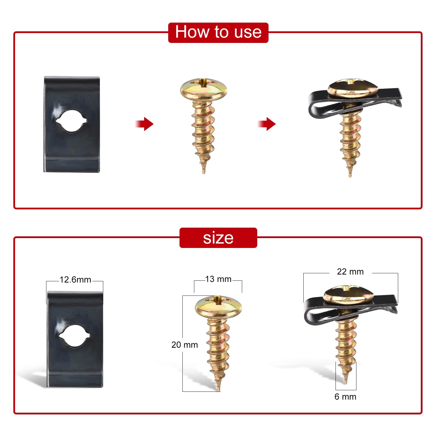 Nilight 170Pcs Car U-Clip And Screw Assortment Kit 9 Different Sizes Automotive U Nut And Screw Clip Replacement Parts For Dash