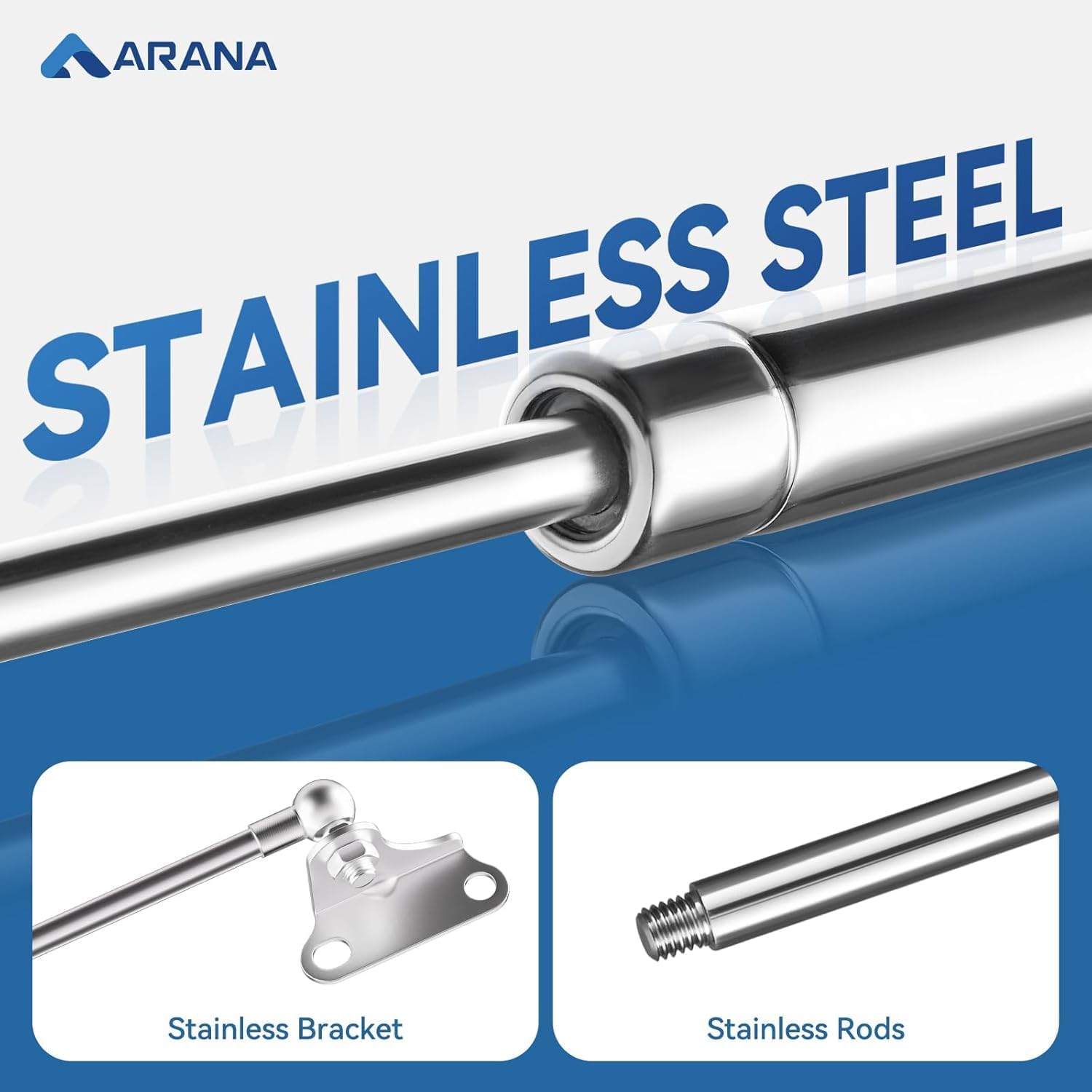 Arana Stainless Gas Struts 15 Inch 35Lbs, Marine Gas Struts 15 Inch 156N With Brackets, Hydraulic Lift Support Hinges For Light
