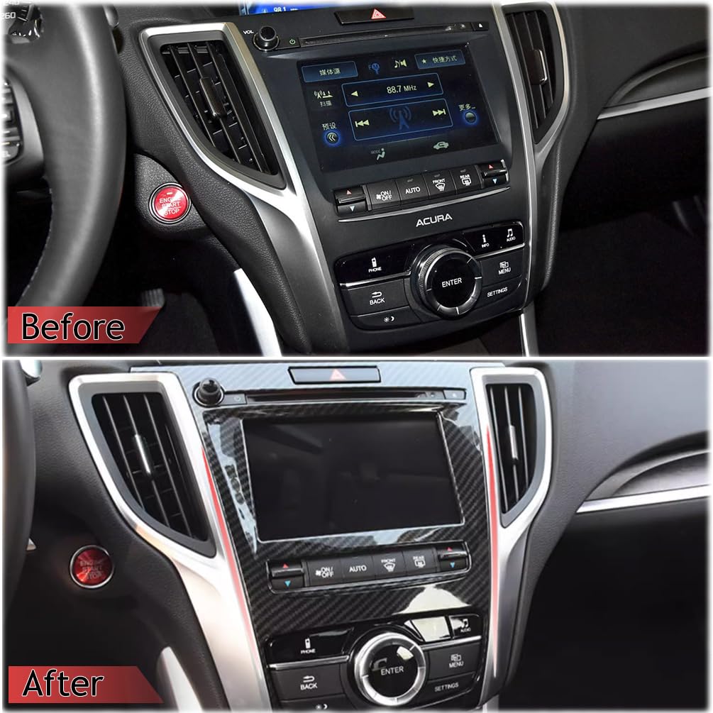 MUXEE 1pcs Center Console Navigation Panel Frame for Acura TLX 2015-2020 - Sport ABS Interior Accessories -Carbon Fiber