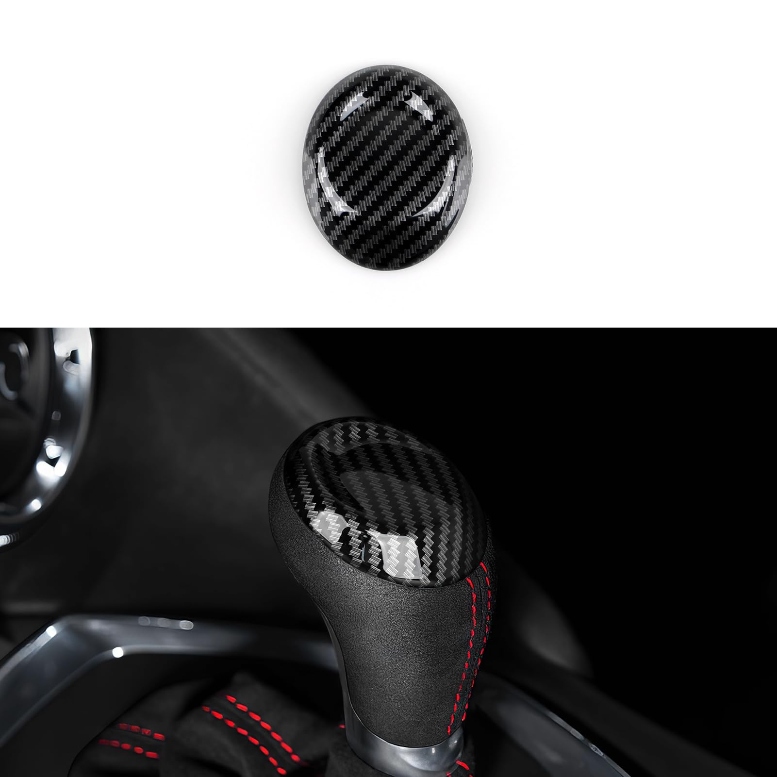 Youtaiche Car Gear Shift Knob Sticker ABS Carbon Fiber Decal Interior Trim Cover for Chevrolet Camaro 2016 2017 2018 2019 2020 2