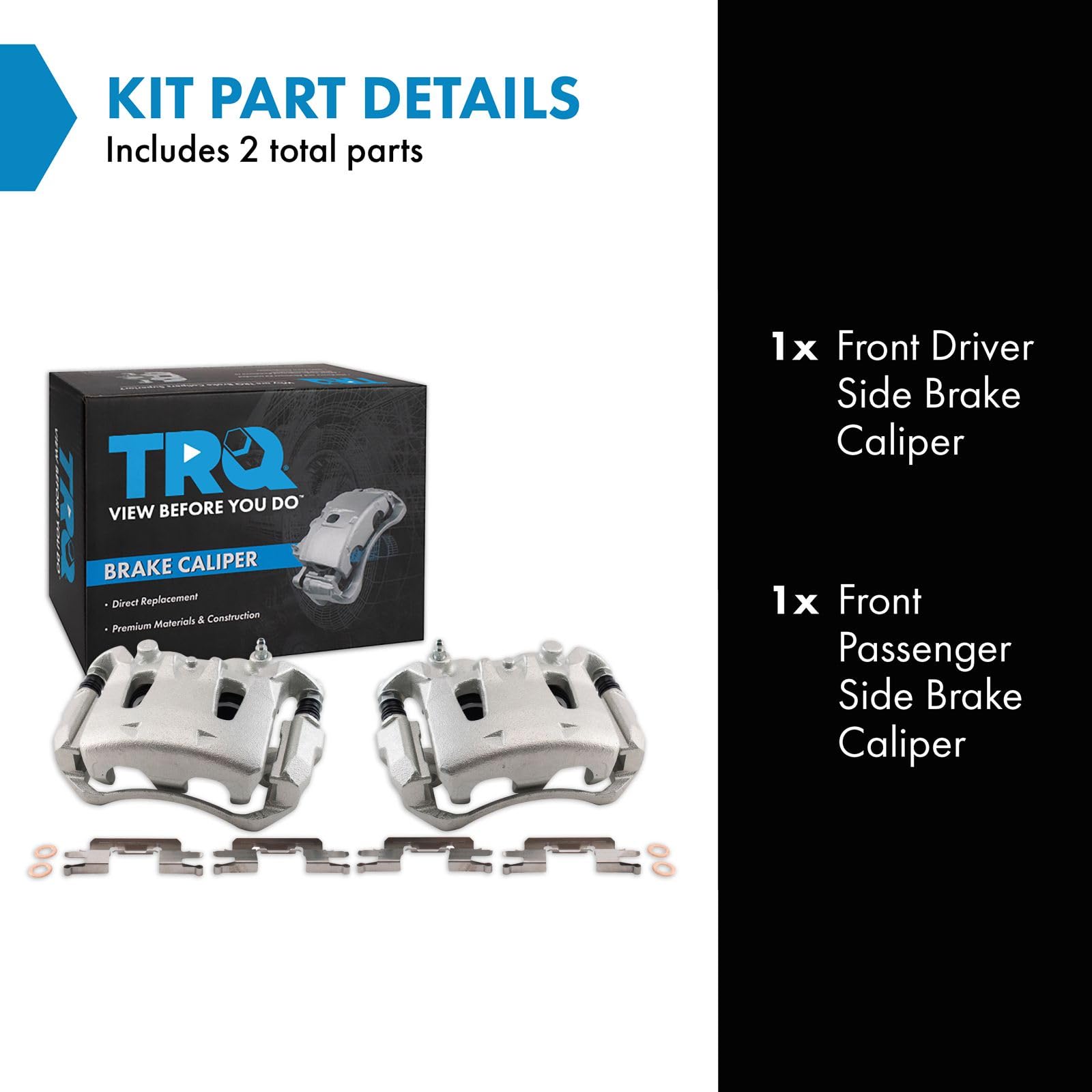 Trq Front Brake Caliper Set Compatible With 2015-2018 Chevrolet City Express 2013 Nissan Leaf 2013-2019 Nv200