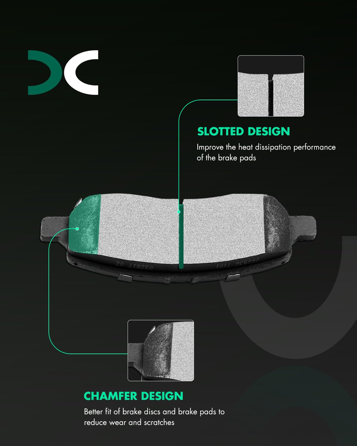 Scitoo D1647 Rear Ceramic Brake Pads Sets Fit For Dodge Dart 2013 2014 2015 2016