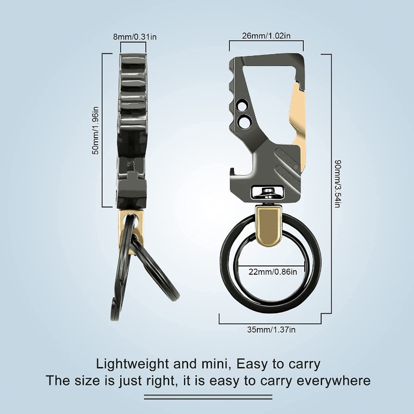 Exsun 2Pcs Keychains, Key Chains For Carabiner Keychain Car Key Chain Bottle Opener Keychain For Men And Women (Gold)