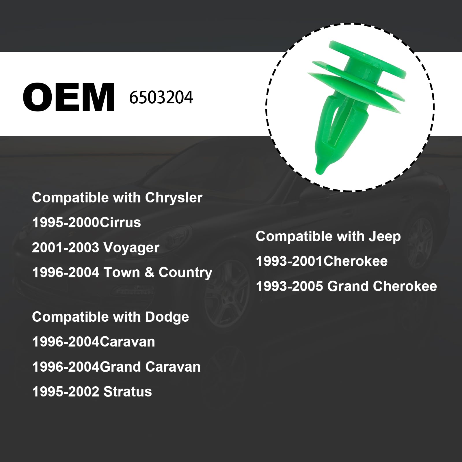 100PCS Door Panel Retainer Clips 8mm Retainer Clip Compatible with GrandCheroKe, Chrysler Cirrus Dodge with 1Pcs Fastener Remove