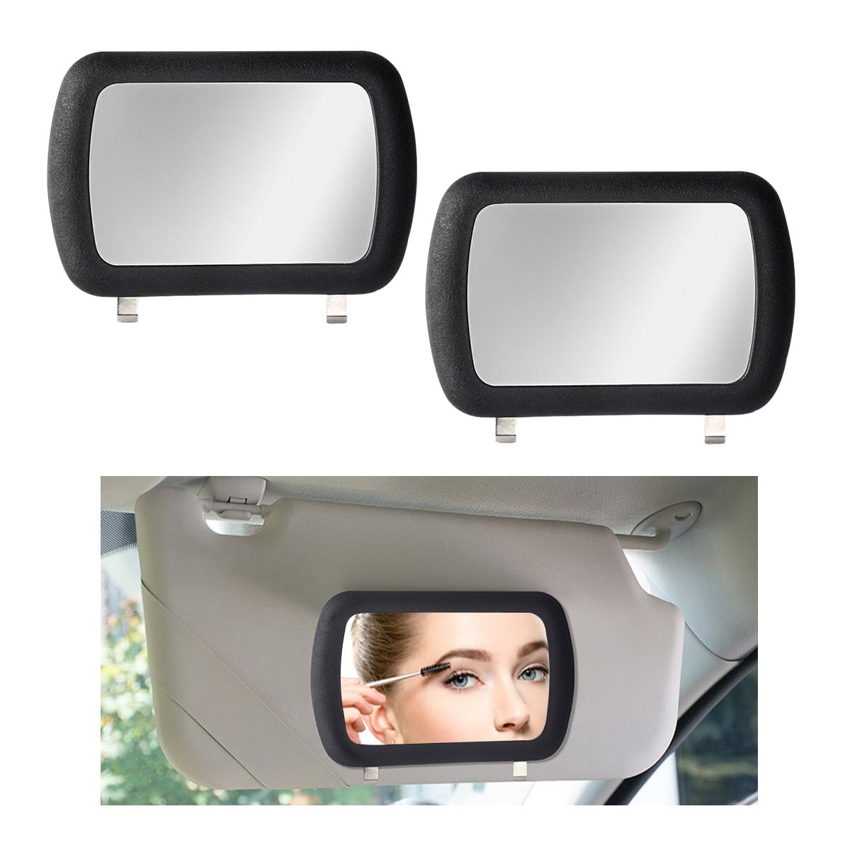 Povtii 2Pcs Car Sun Visor Vanity Mirror, Clip-On Automotive Makeup Sun-Shading Mirror, Vehicle Sun Visor Cosmetic Vanity Mirror