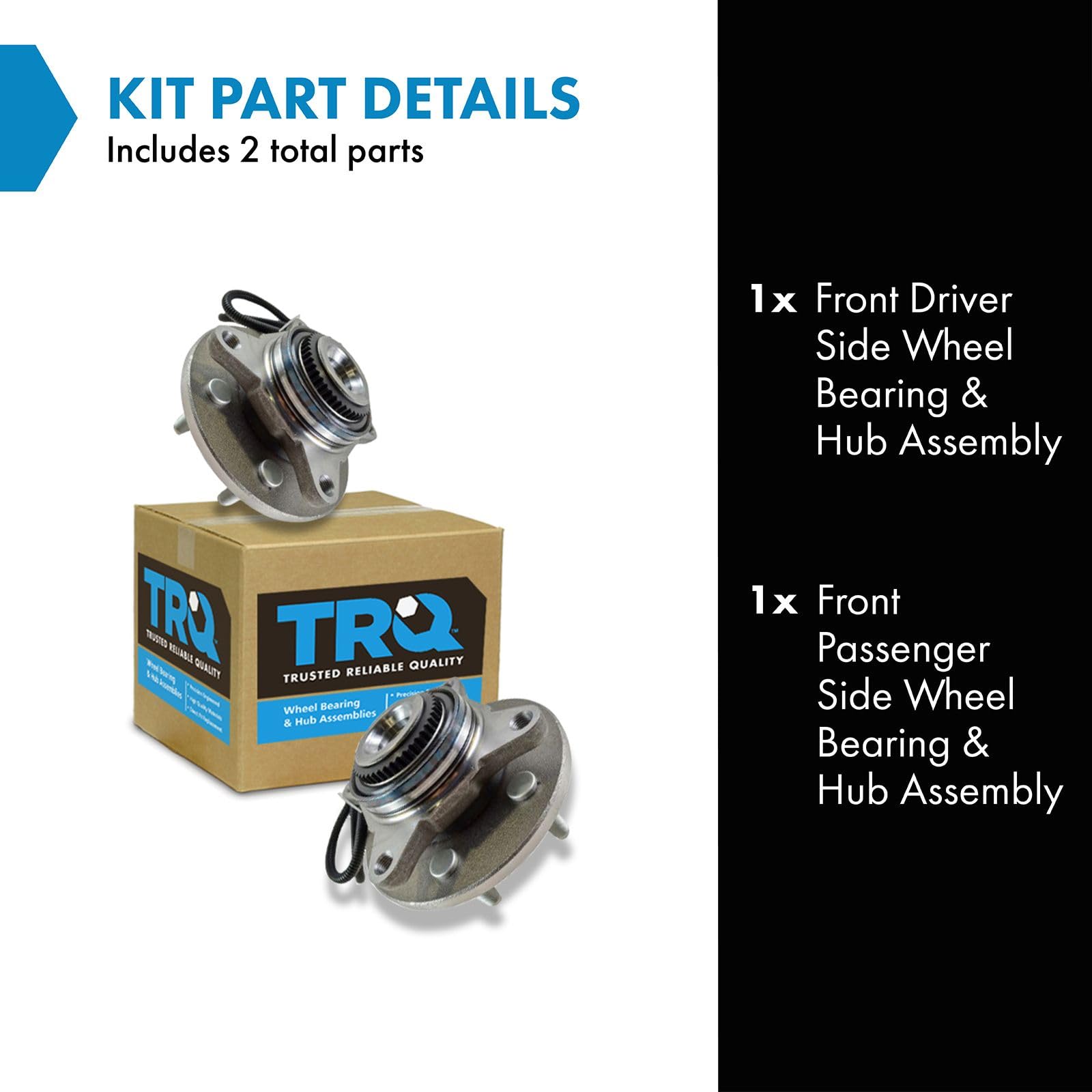 Trq Front Wheel Hub Bearings Assembly Set Compatible With 2005-2008 Ford F-150 2006-2008 Lincoln Mark Lt