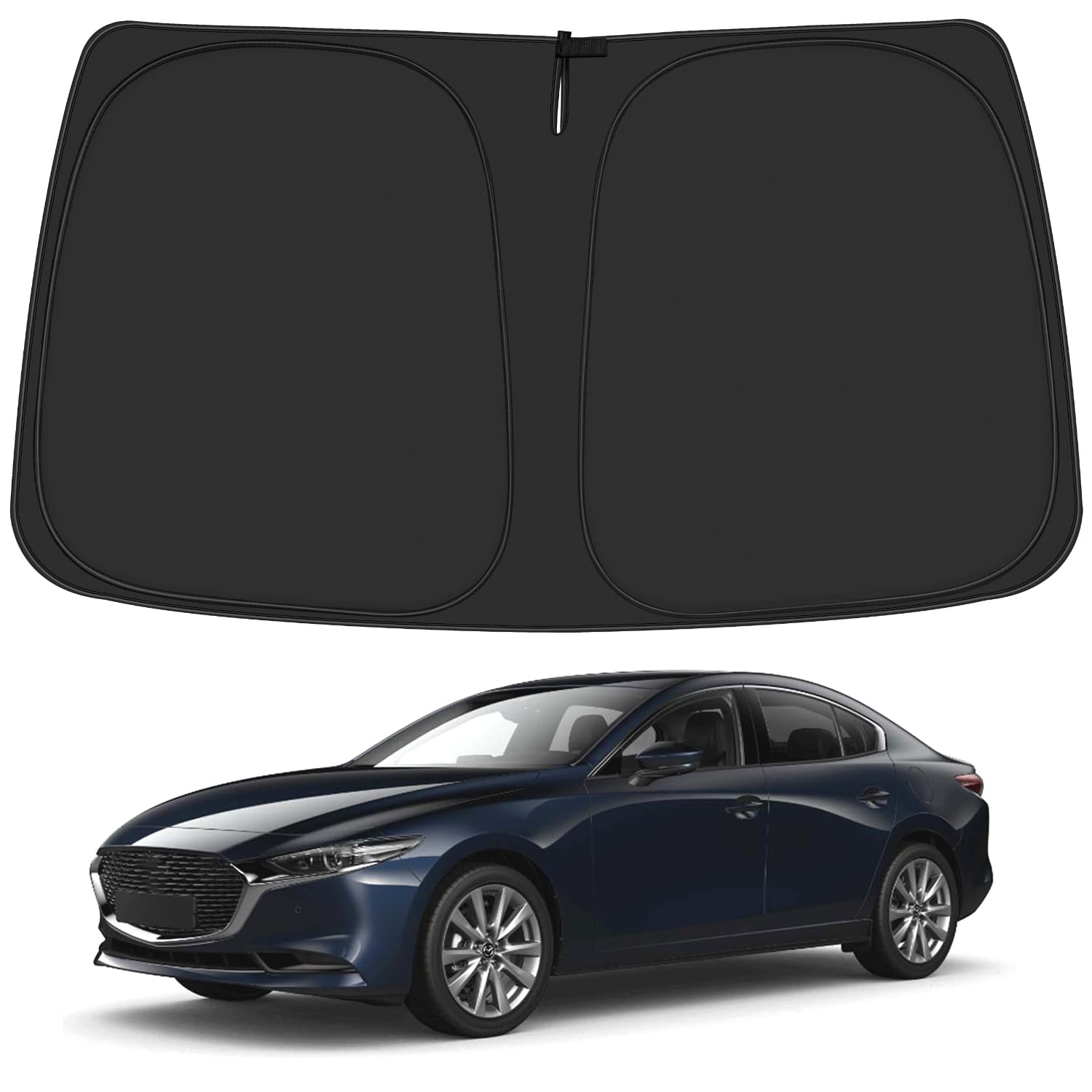 ULROLIT Windshield Sun Shade for Mazda 3 Accessories 2019-2023 2024 Mazda3 Hatchback/Sedan, Foldable Window Shade Sun Visor Prot