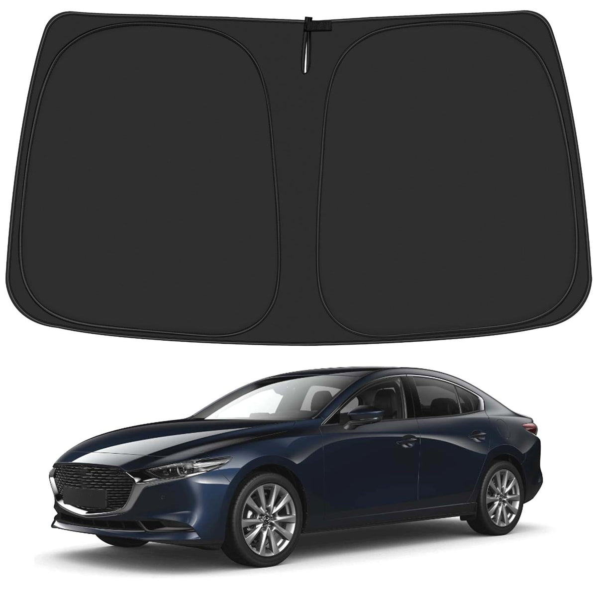 ULROLIT Windshield Sun Shade for Mazda 3 Accessories 2019-2023 2024 Mazda3 Hatchback/Sedan, Foldable Window Shade Sun Visor Prot