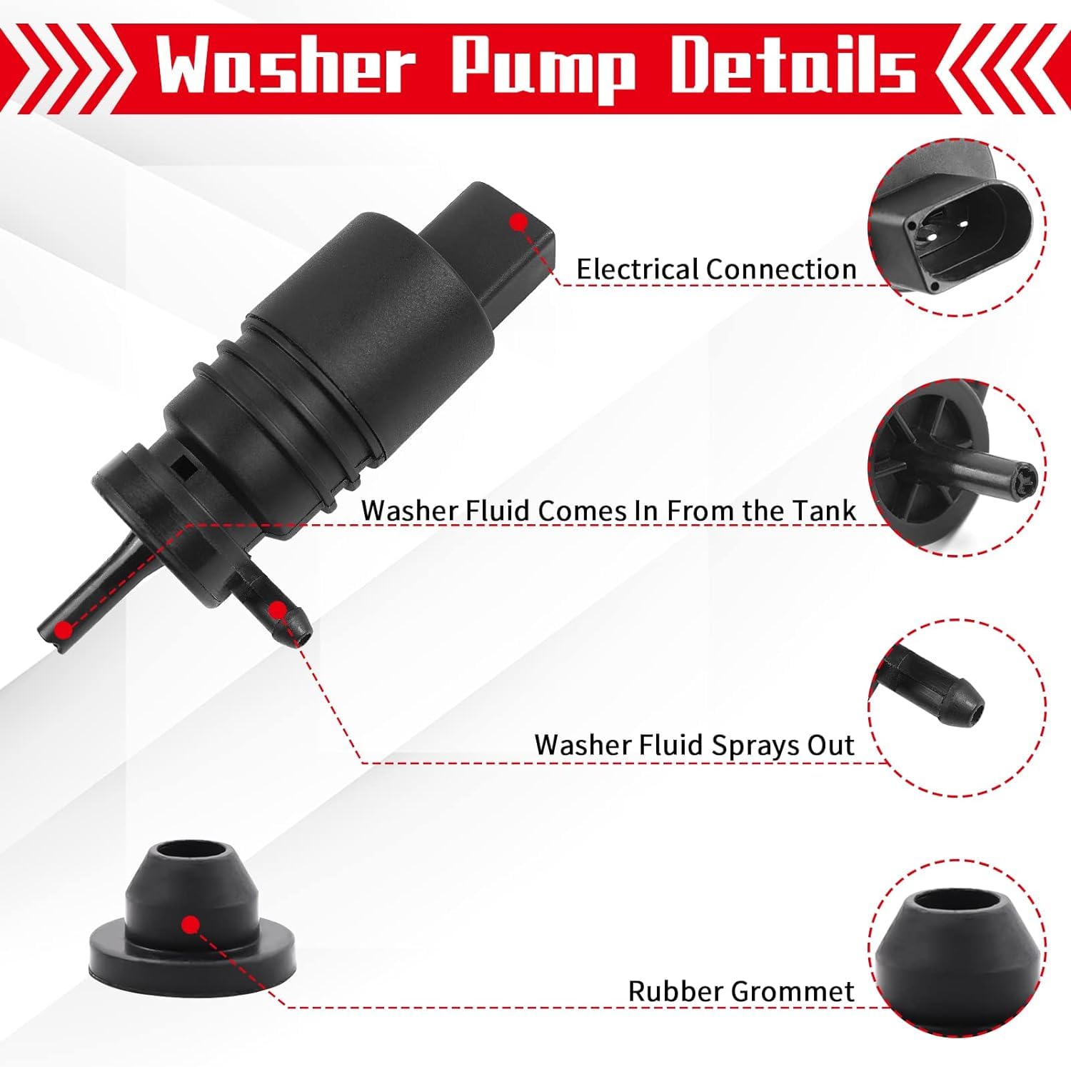 Otuayauto 2218690121 Windshield Washer Pump With Grommet For Mercedes Benz C230 C300 G500 E300 E350 Sl500 S500