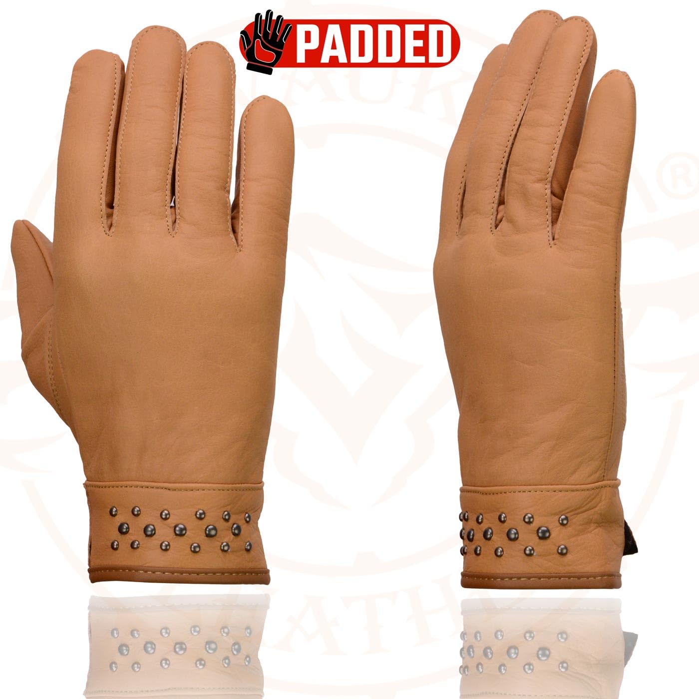 Milwaukee Leather MG7760 Women's Saddle Leather Gel Palm Lightweight Motorcycle Hand Gloves W/Stylish Wrist Detailing - XX-Large
