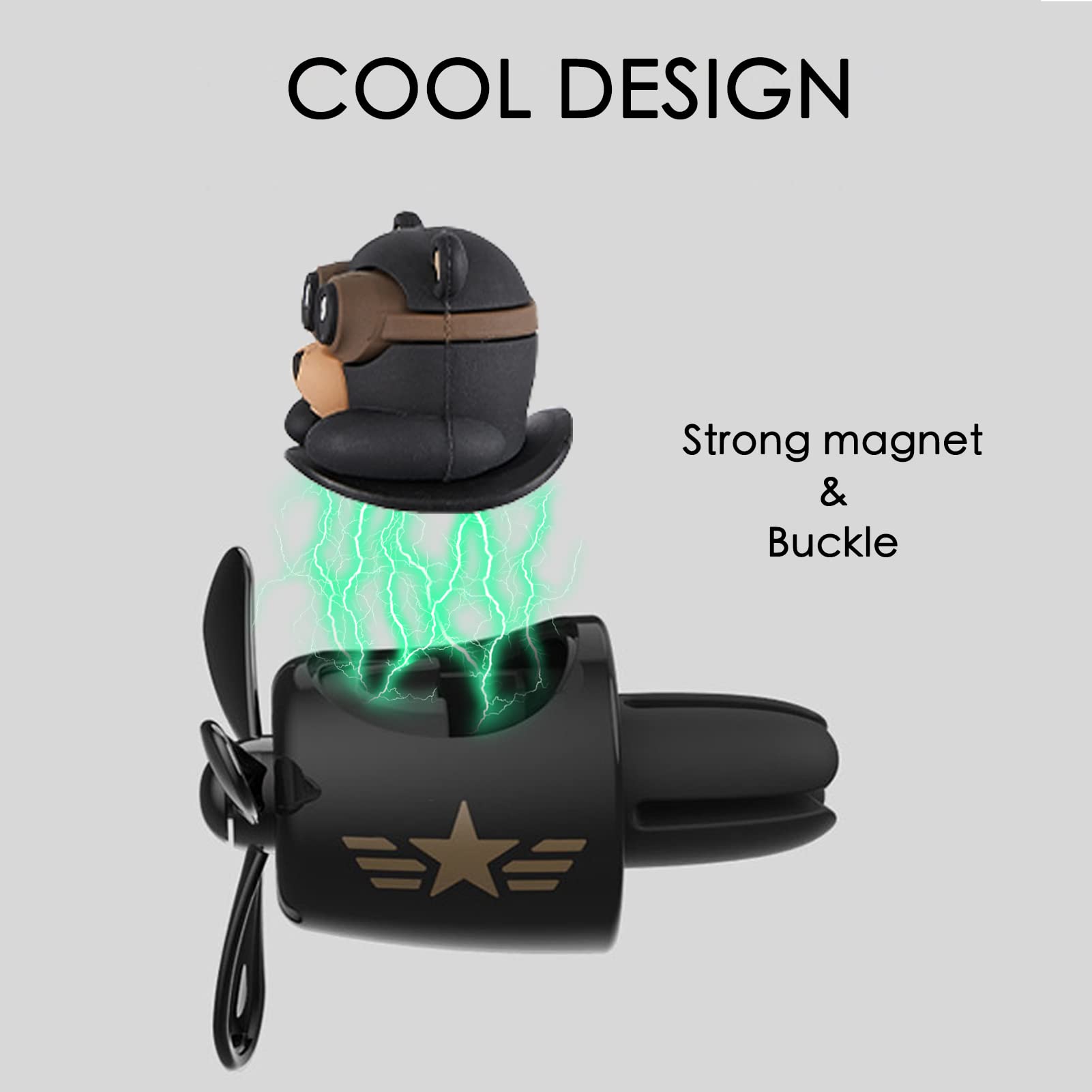 Car Air Fresheners Pilot Bear Cute Car Diffuser Rotating Propeller Cartoon Automotive Air Outlet Car Perfume Decoration (Pilot B