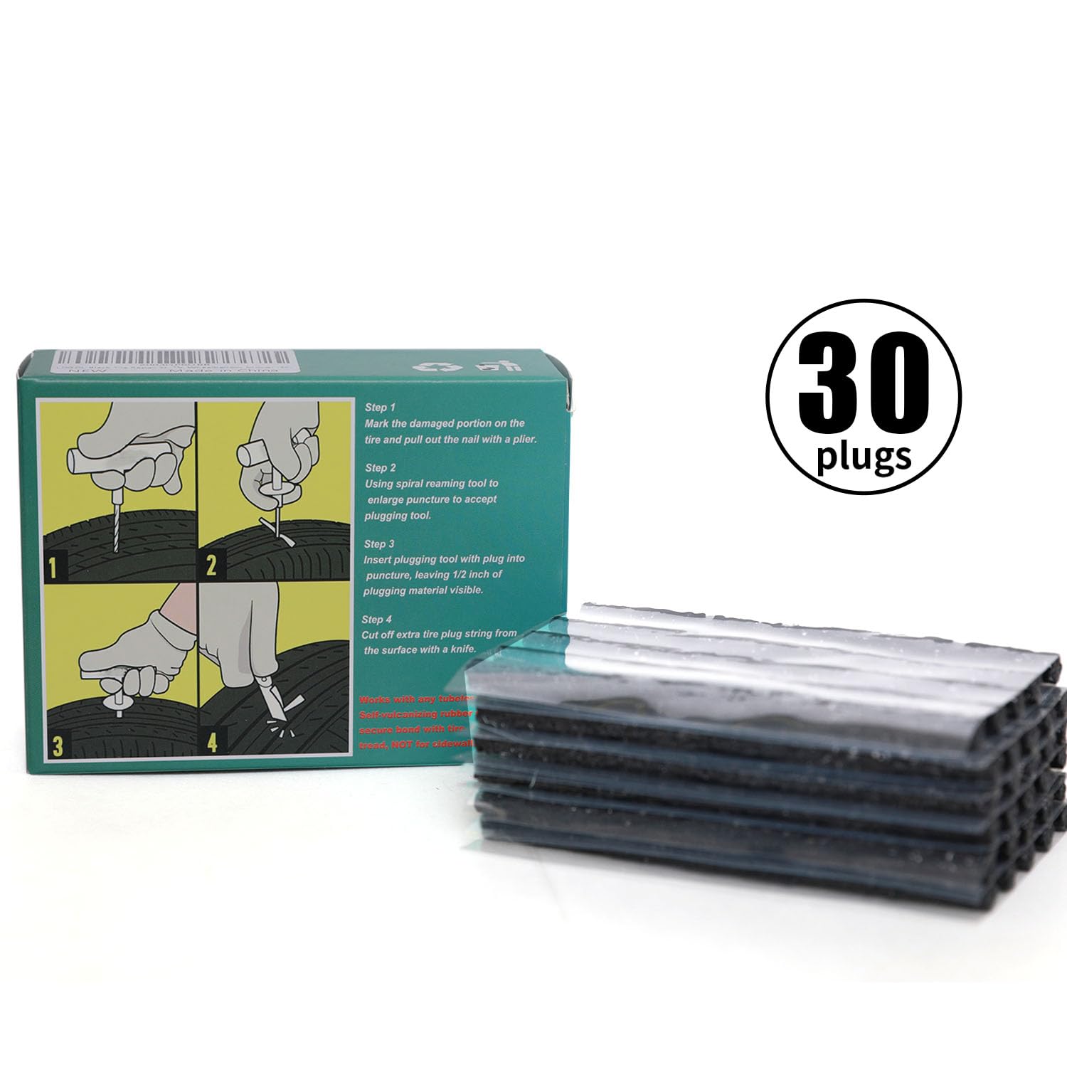 LOGOL Tire Plugs Heavy Duty (4'', 30pcs).Tire Repair Strings for Puncture Repair are Suitable for Tubeless Tires Car, Light Truc