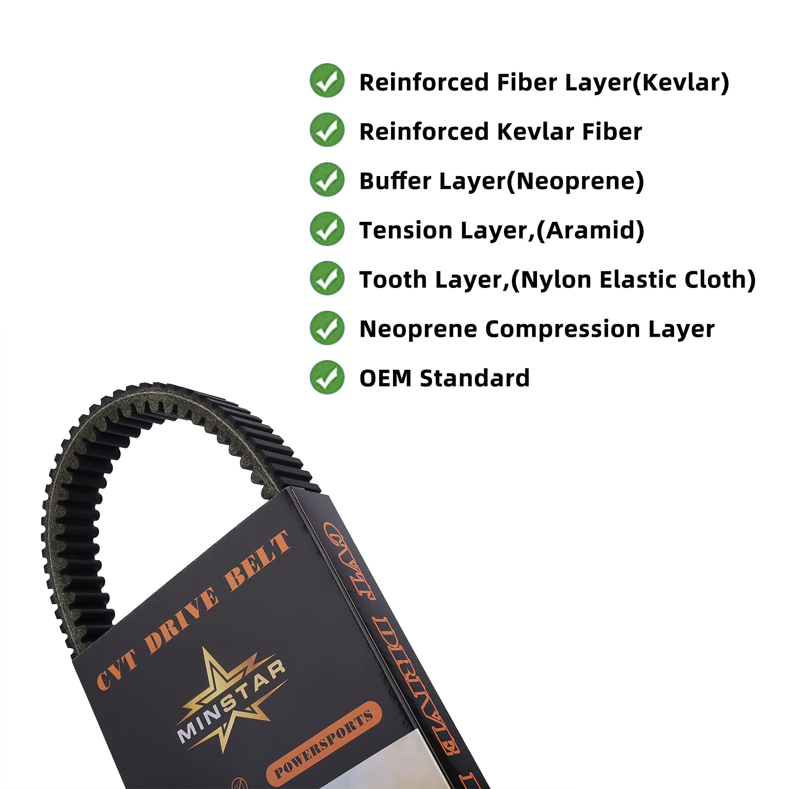 MINSTAR Drive Belt Replace NO.3211077 3211161 3211162 20G4022 Compatible with Polaris Ranger 500 / RZR 800 / Scrambler 400 / Tra