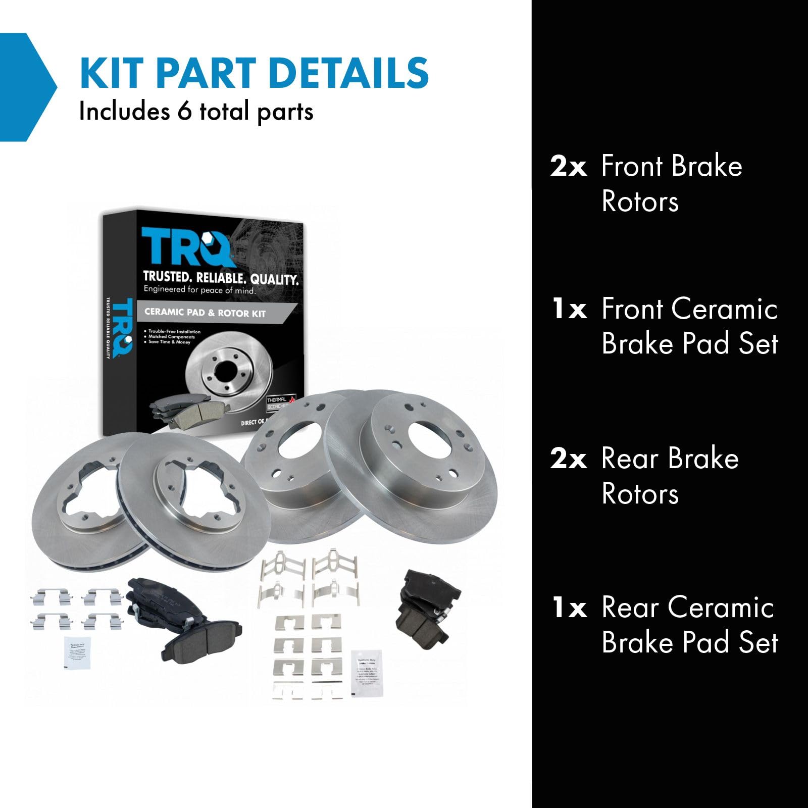 Trq Front And Rear Brake Pad & Rotor Kit Brake Pads Brake Rotor Ceramic Compatible With 1997 Acura Cl 1993-1997 Honda Accord