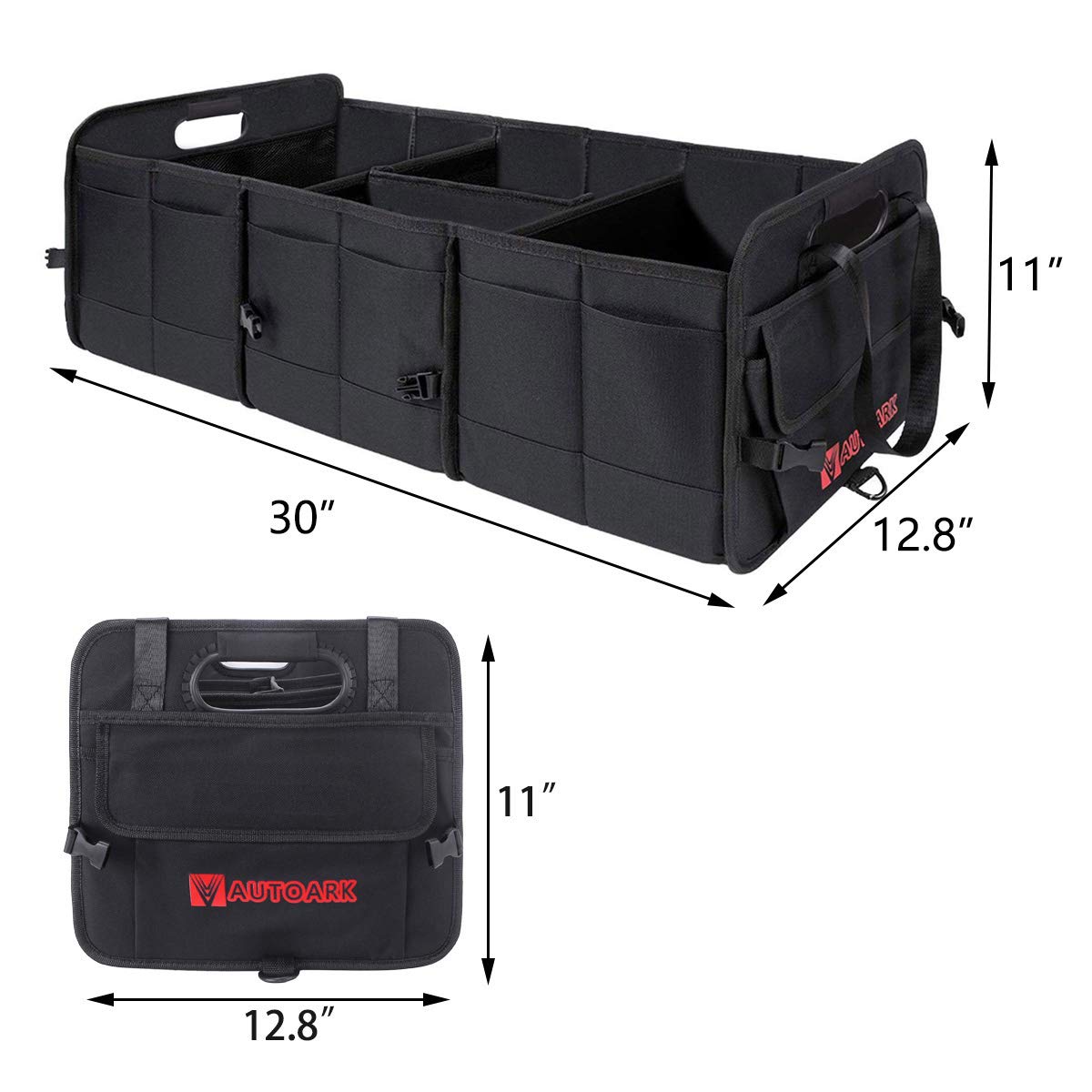 AUTOARK Multipurpose Car SUV Trunk Organizer with Removable Insulation Leakproof Cooler Bag,Durable Collapsible Adjustable Compa