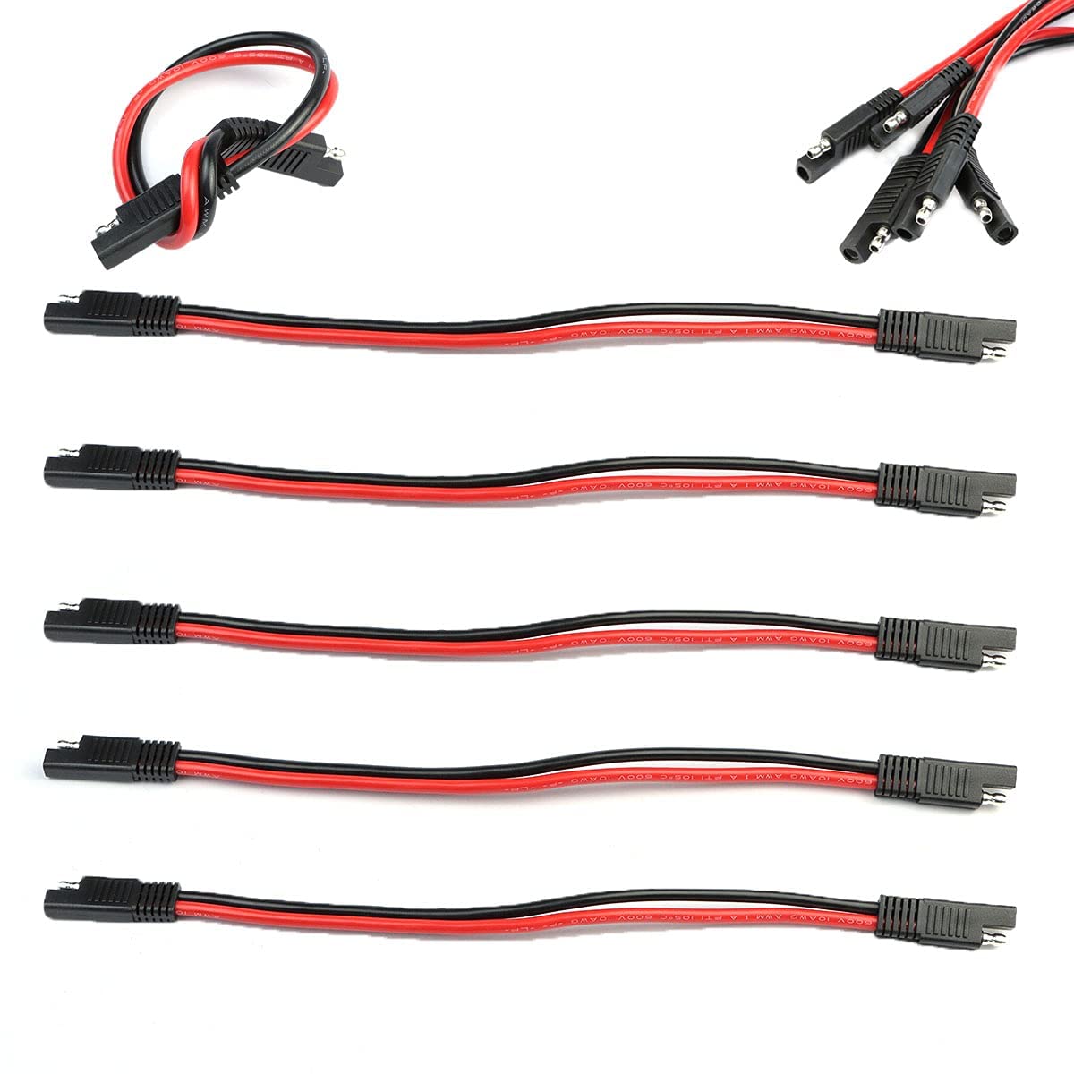 5 Pack 12 Gauge 2 Pin Quick Disconnect Polarized Wire Harness SAE Connector Bullet Lead Cable for Motorcycle Boat Car Tractor - 