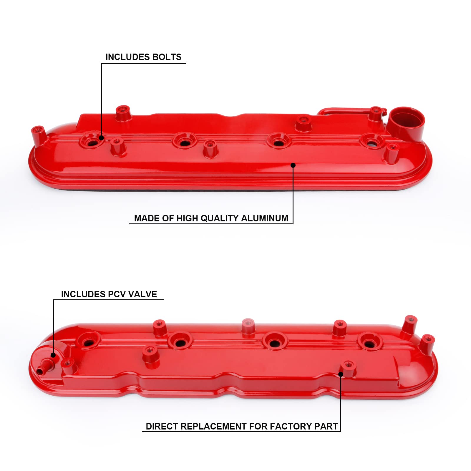Red Valve Covers Left & Right Compatible With Silverado Sierra Express Savana Avalanche Suburban Trailblazer Tahoe Yukon Escalad