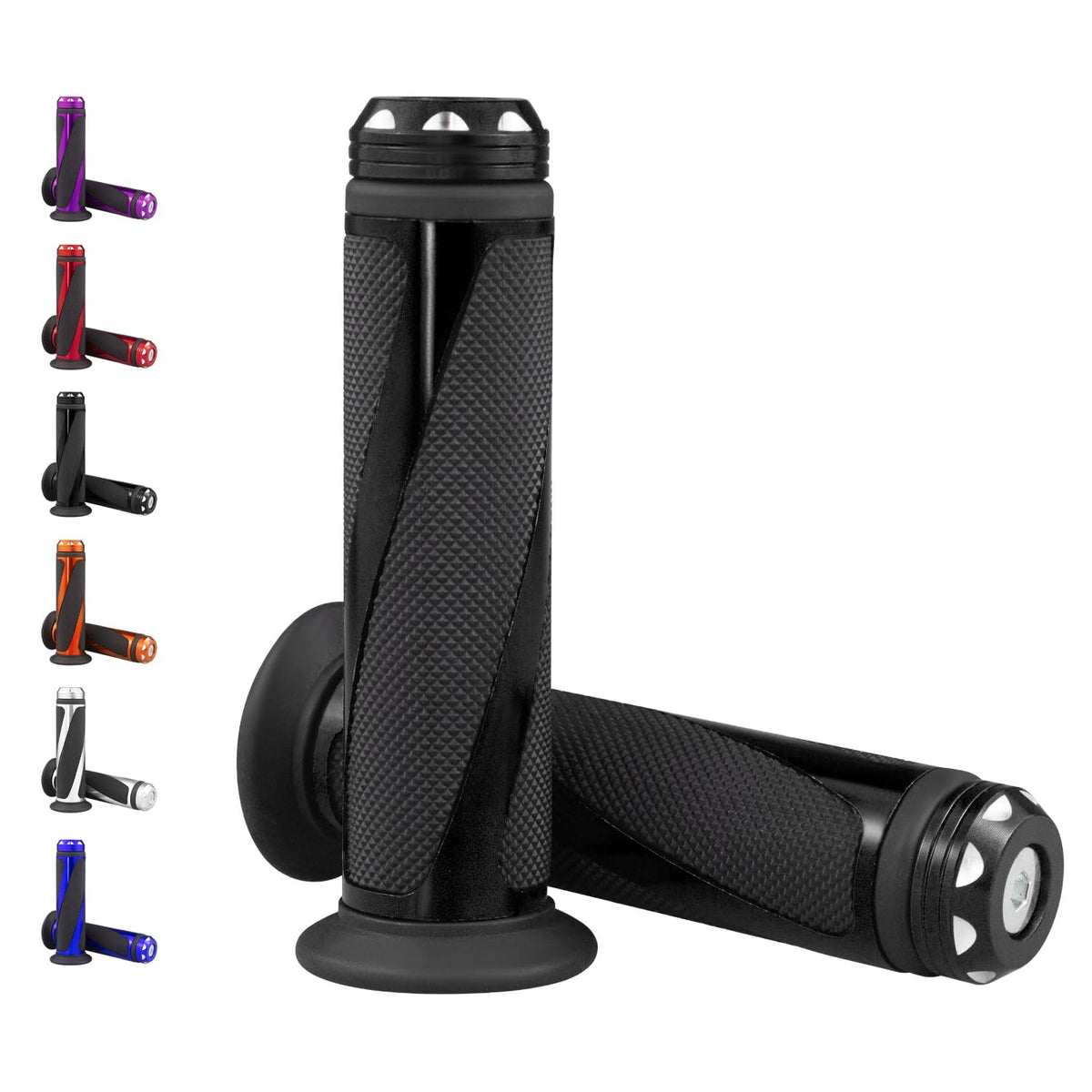 amavoler Universal Motorcycle Handlebar Grips Fits for Motorcycles with 7/8'' Left Grip and 1'' Right (Black)