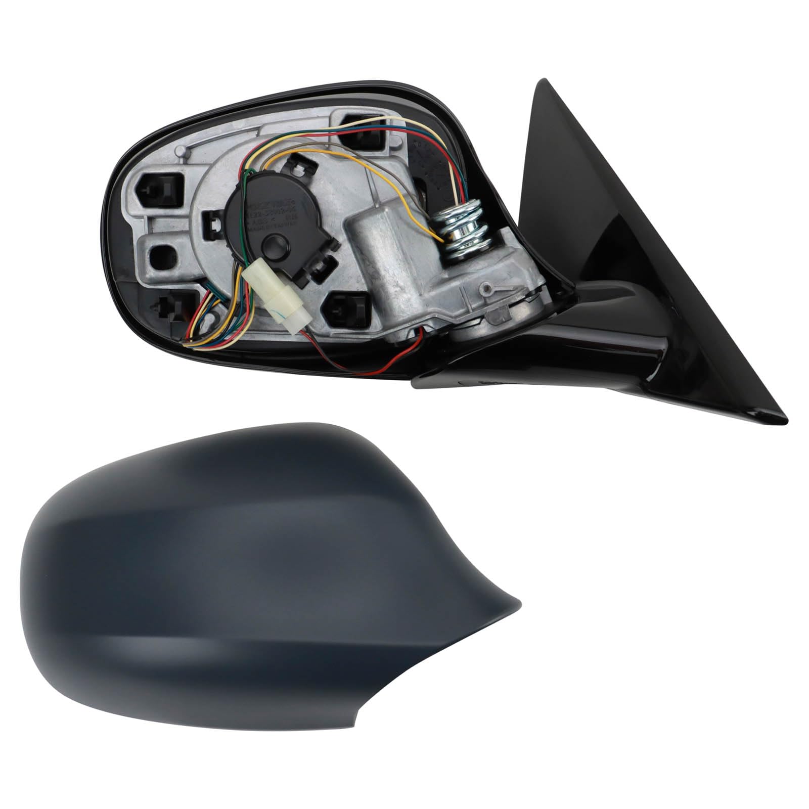 Trq Right Mirror Power Folding With Clear Glass With Gloss Black Cover Passenger Side Compatible With 2009-2012 Bmw 328I Bm13211