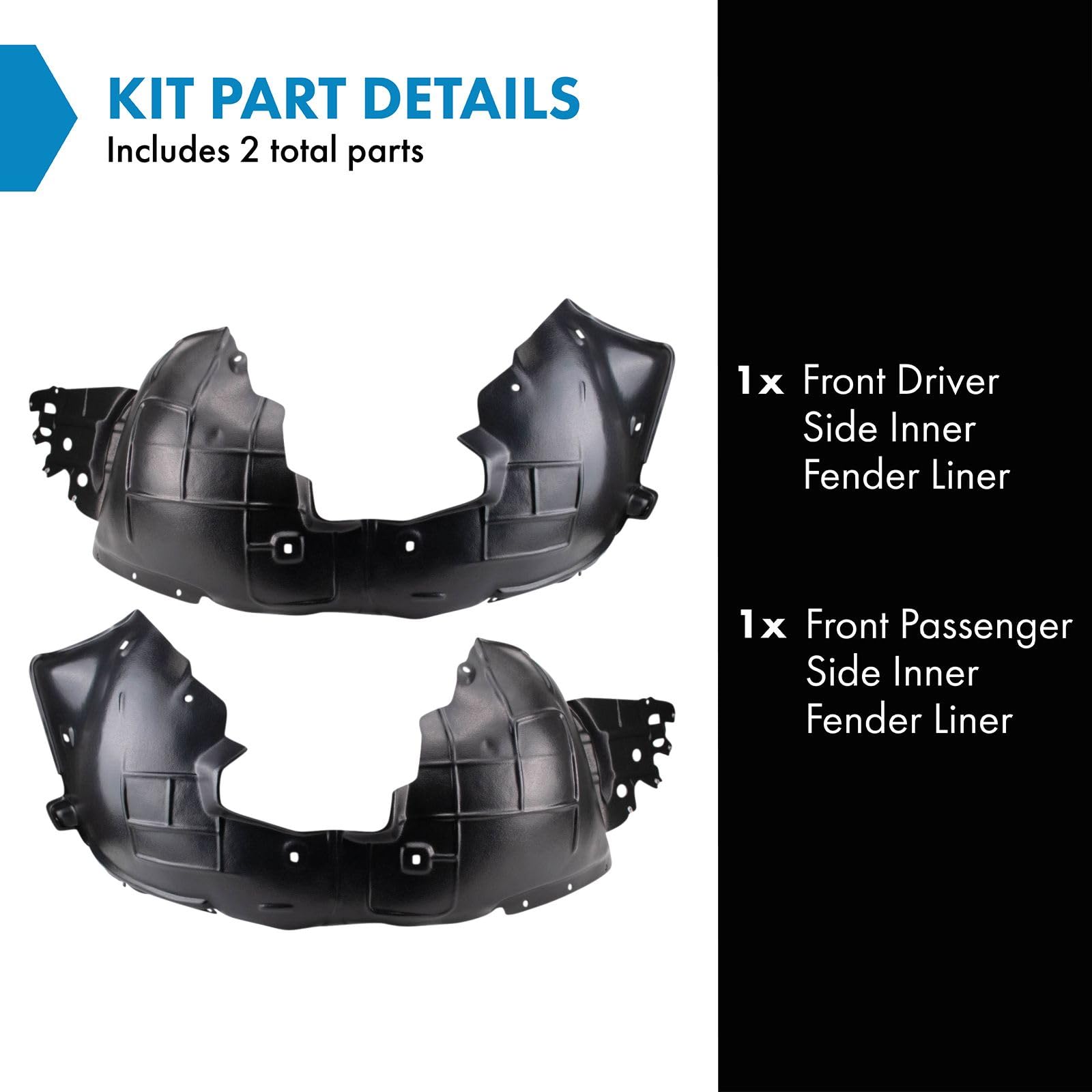 Trq Front Inner Fender Liner Set Compatible With 2014-2016 Buick Lacrosse Gm1248256 Gm1249256