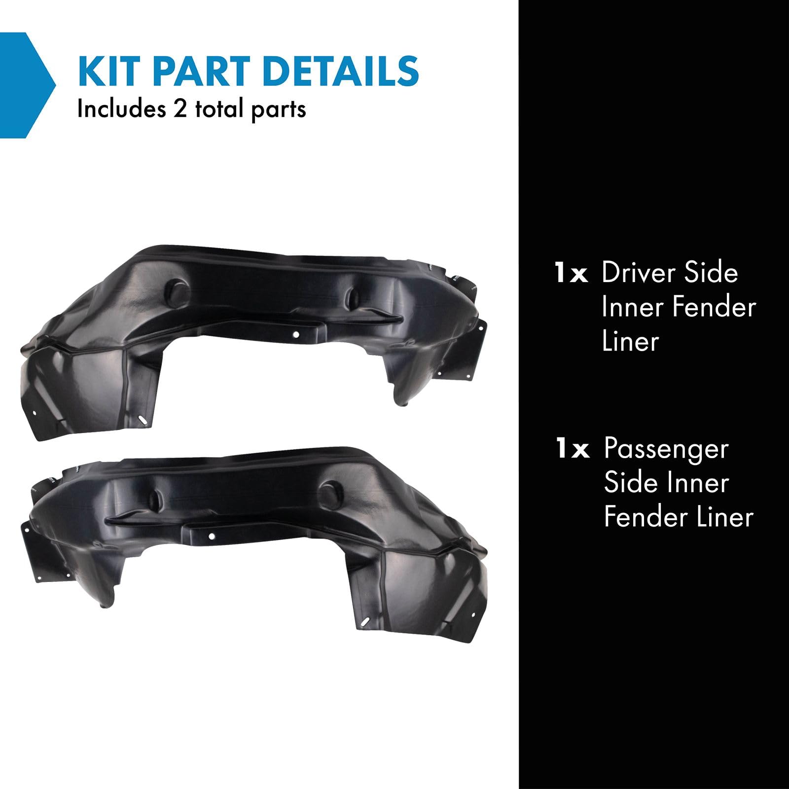 Trq Inner Fender Liner Set Compatible With 2011-2017 Jeep Patriot Ch1248165 Ch1249165