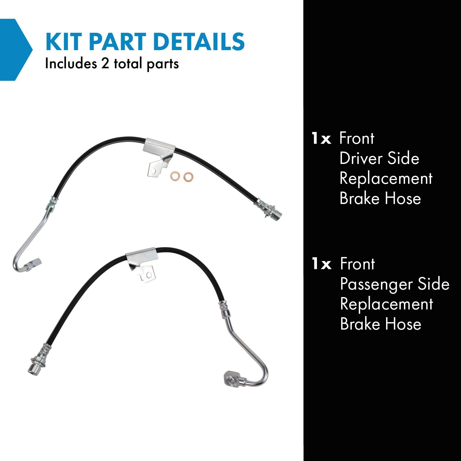 Trq Front Brake Hose Set Compatible With 1998-2000 Chevrolet Blazer 1998-1999 S10 1998-2001 Gmc Jimmy Sonoma Isuzu Hombre Oldsmo