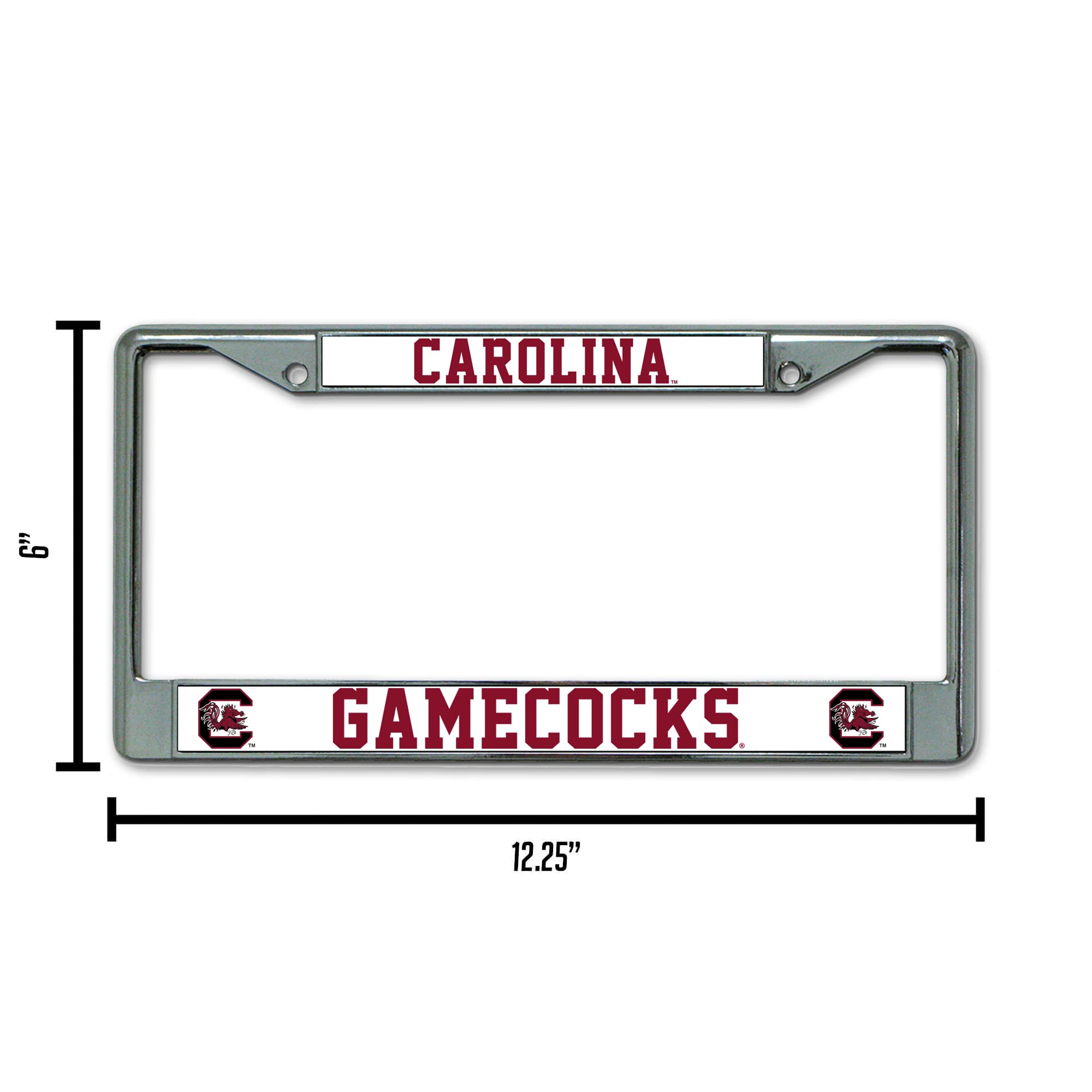 Rico Industries Ncaa South Carolina Gamecocks Premium License Plate Chrome Frame 12" X 6"