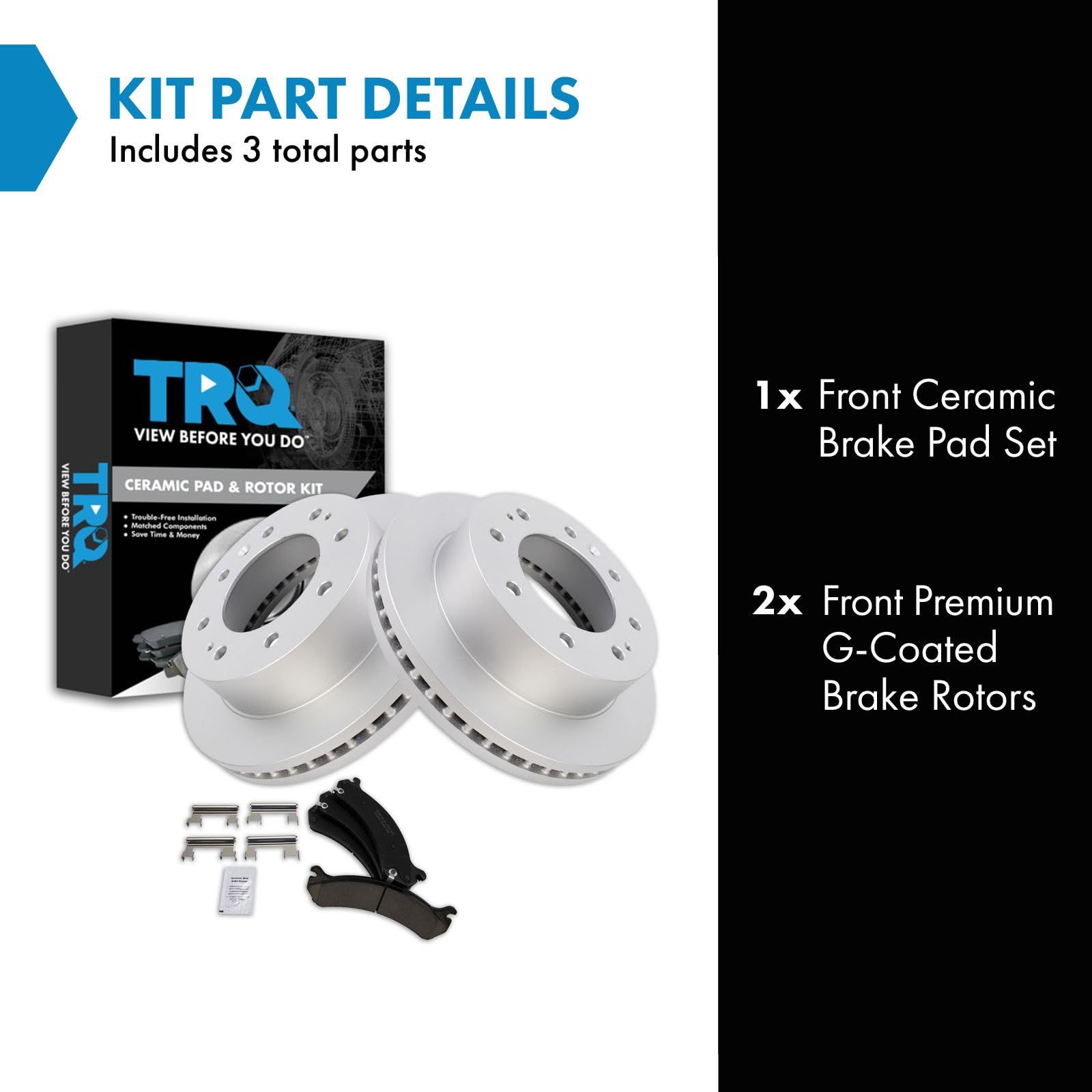 Trq Front Brake Pad & Rotor Kit Brake Pads Brake Rotor Ceramic Compatible With 2011-2013 Gmc Sierra 3500 Hd