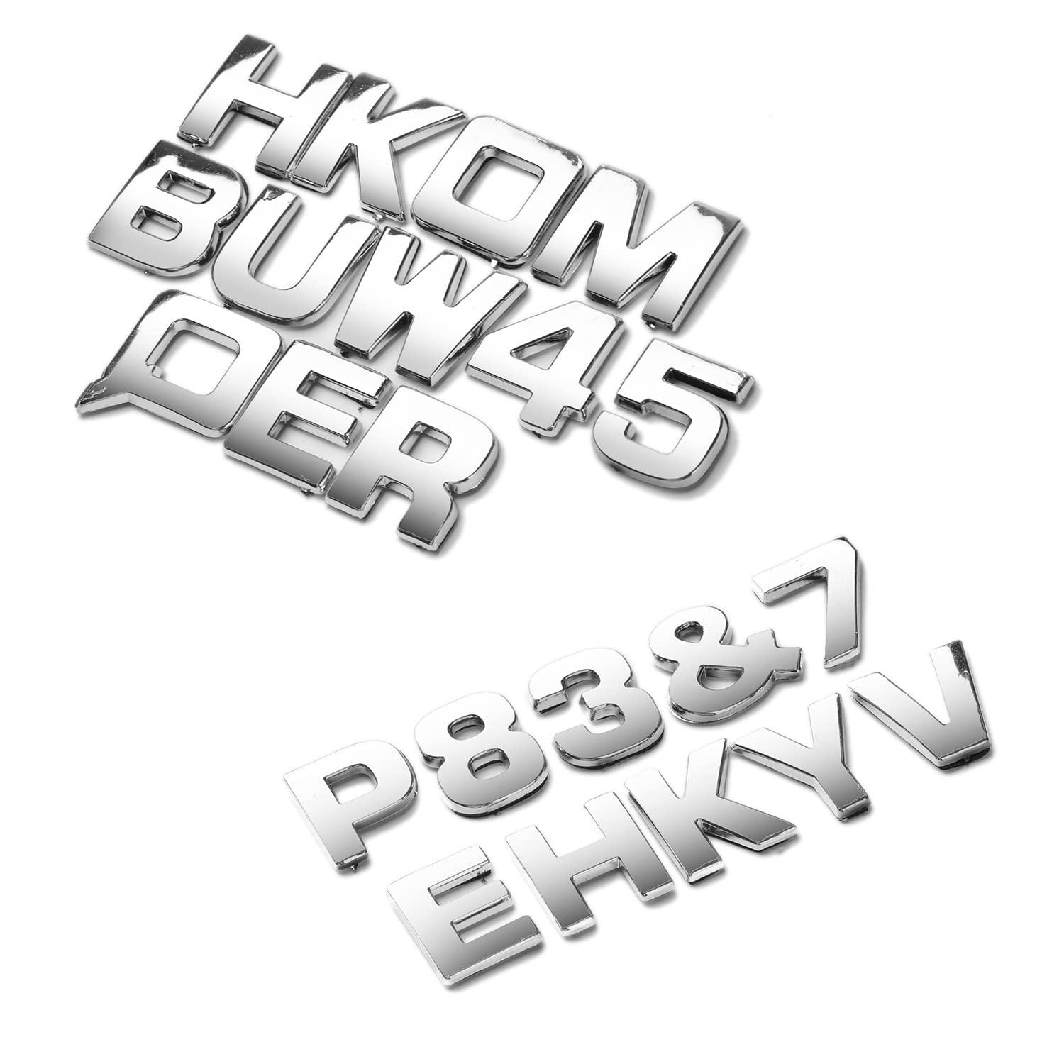 Lamoutor 43Pcs Car Emblem Letters Sticker Diy 3D Chrome Number Symbol Badge Decal