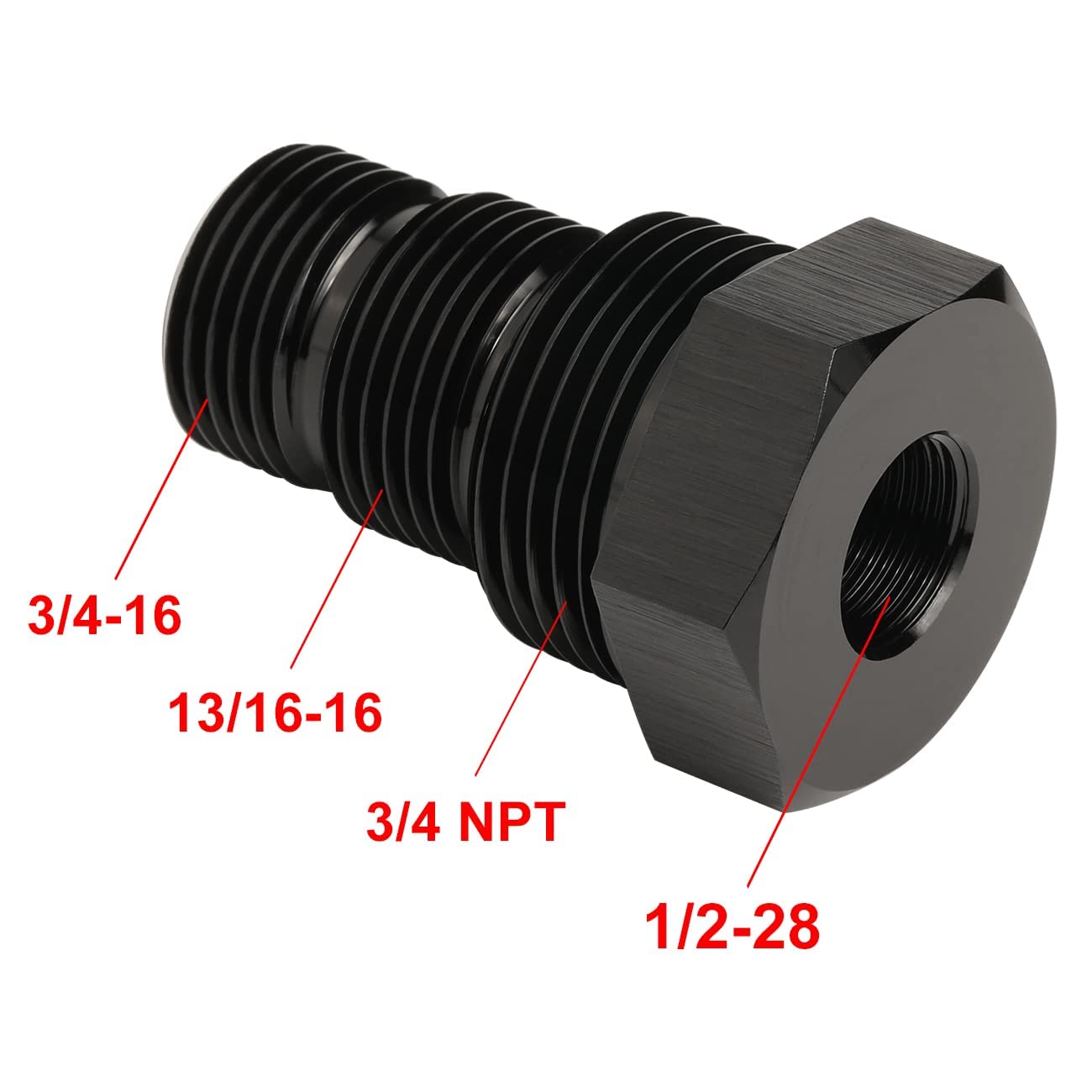 Podavelle 1/2-28 Female To 3/4-16 13/16-16 3/4 Npt Male Hose Adapter Reducer Fitting Connector Aluminum Black